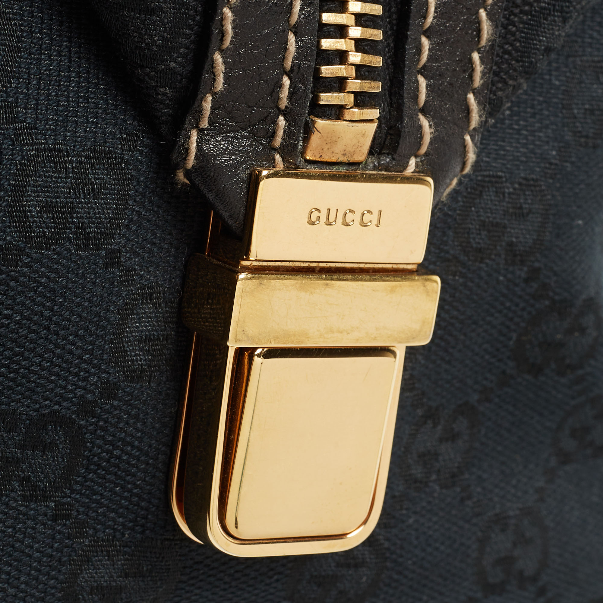 Gucci Black GG Canvas Web Aviatrix Medium Boston Bag