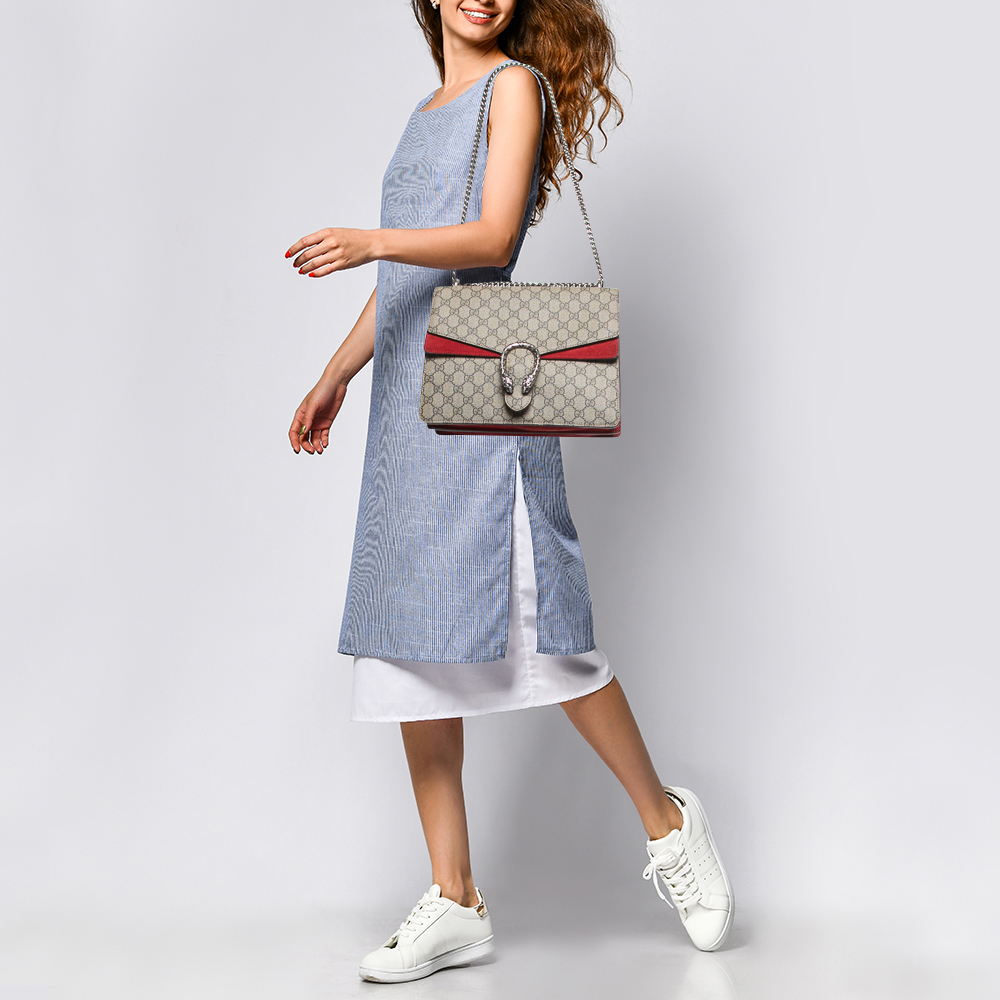 Gucci Beige/Red GG Supreme Canvas and Suede Medium Dionysus Shoulder Bag
Gucci Beige/Red GG Supreme Canvas and Suede Medium Dionysus Shoulder Bag