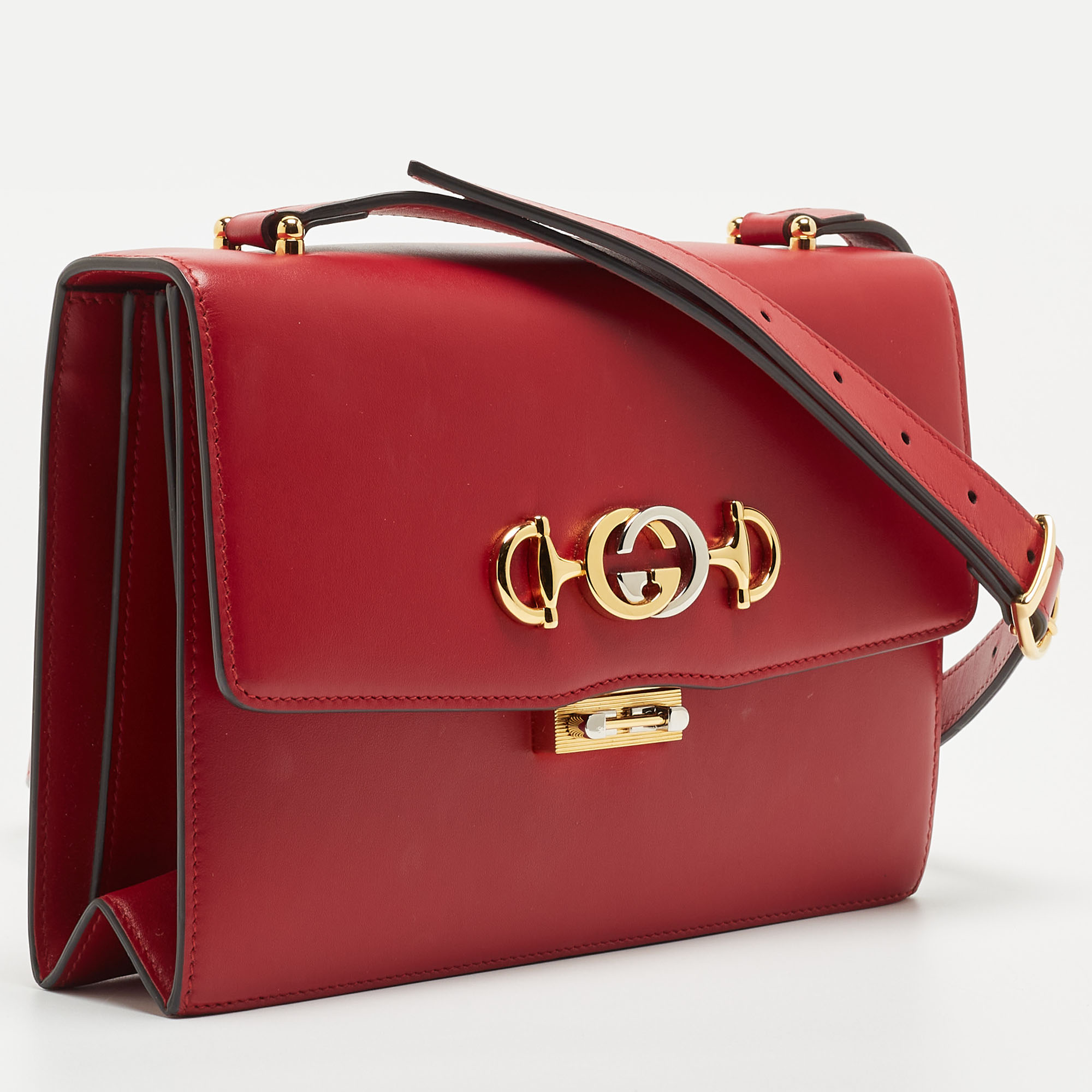 Gucci Red Leather Small Zumi Shoulder Bag