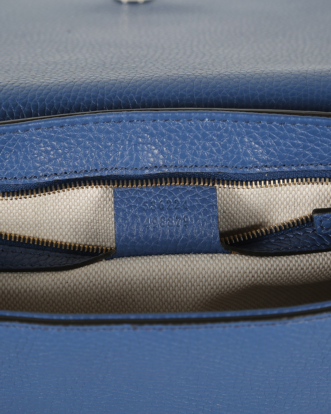 Gucci Blue Grained Leather Soho Cahi GG Shoulder Bag