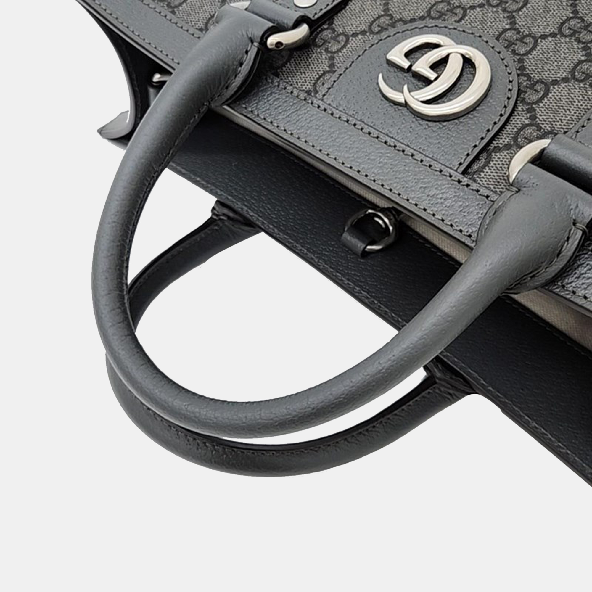 Gucci Black Canvas Medium GG Supreme Ophidia Tote Bag