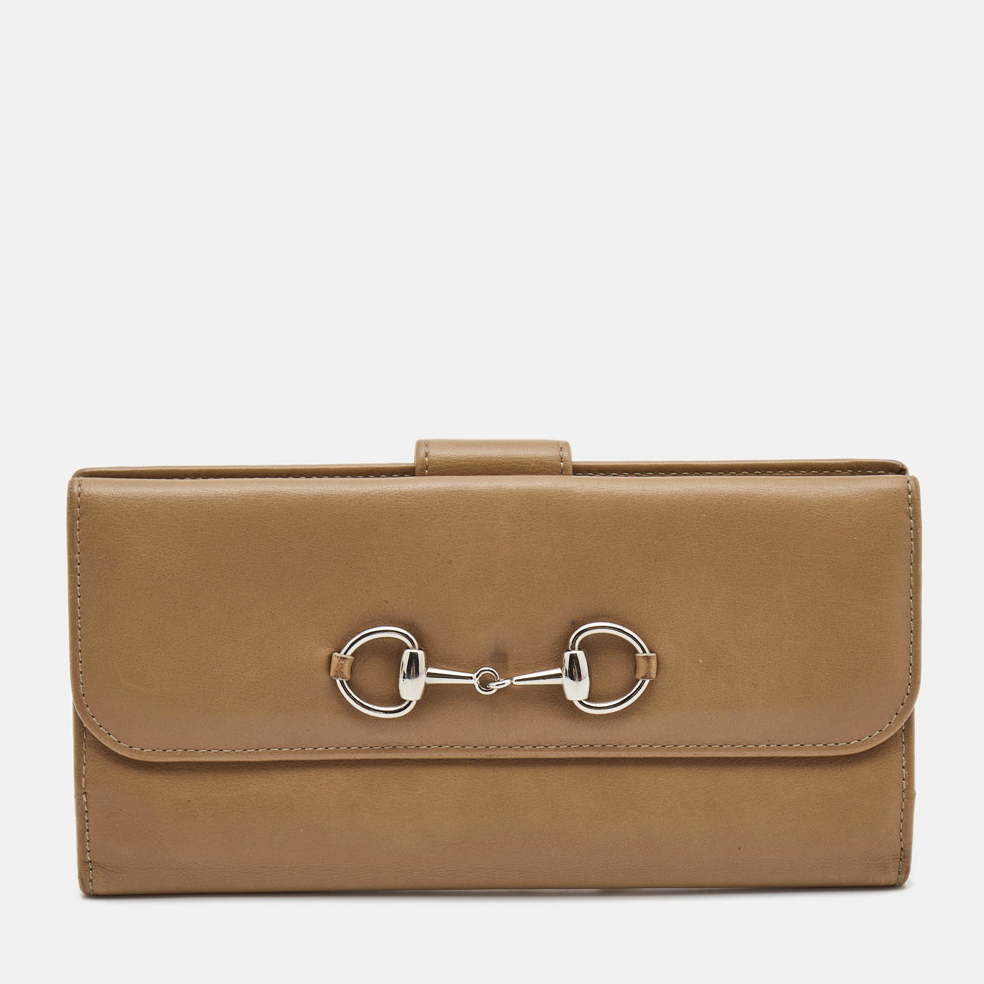 Gucci Beige Leather Horsebit French Wallet