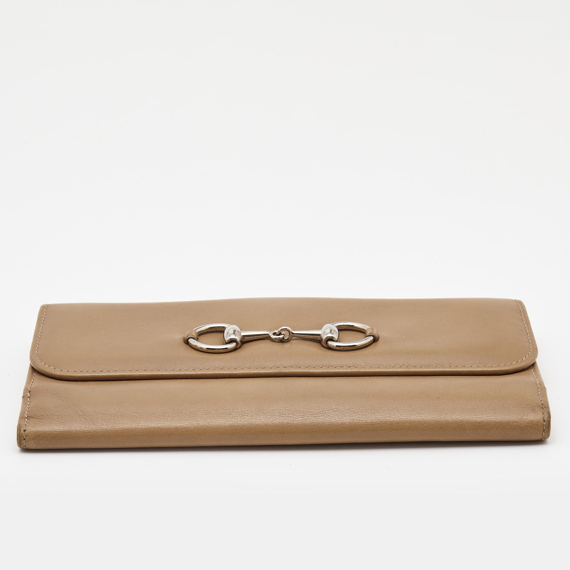 Gucci Beige Leather Horsebit French Wallet