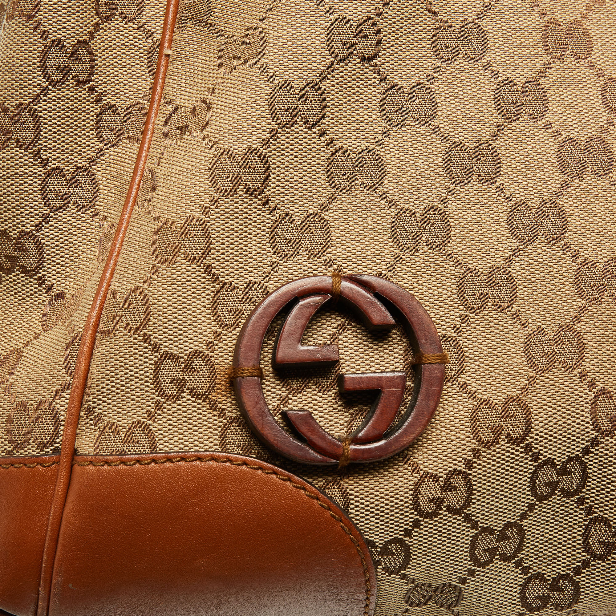 Gucci Beige/Brown GG Canvas And Leather Brick Lane Tote