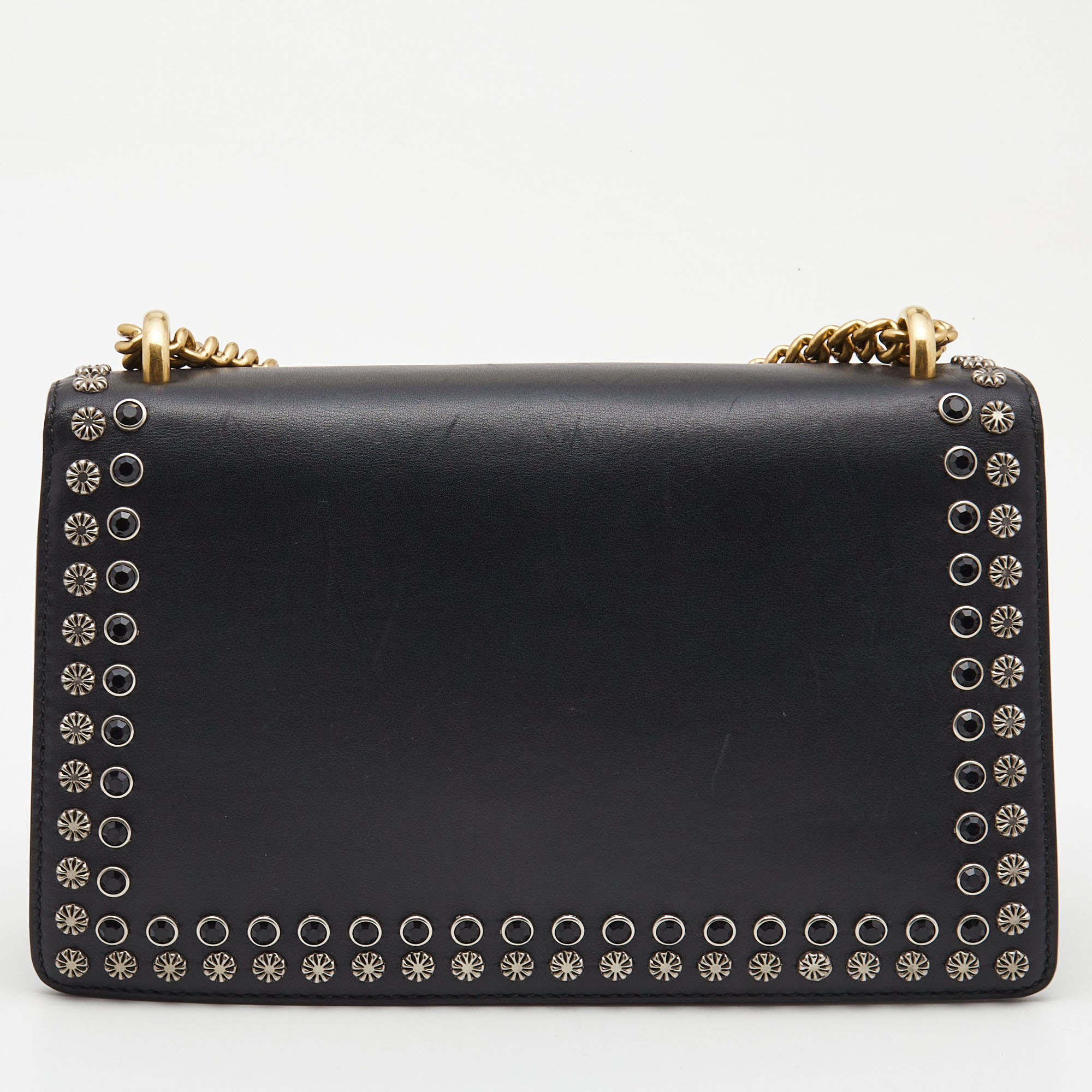 Gucci Black Leather Small Strass Studded Dionysus Shoulder Bag