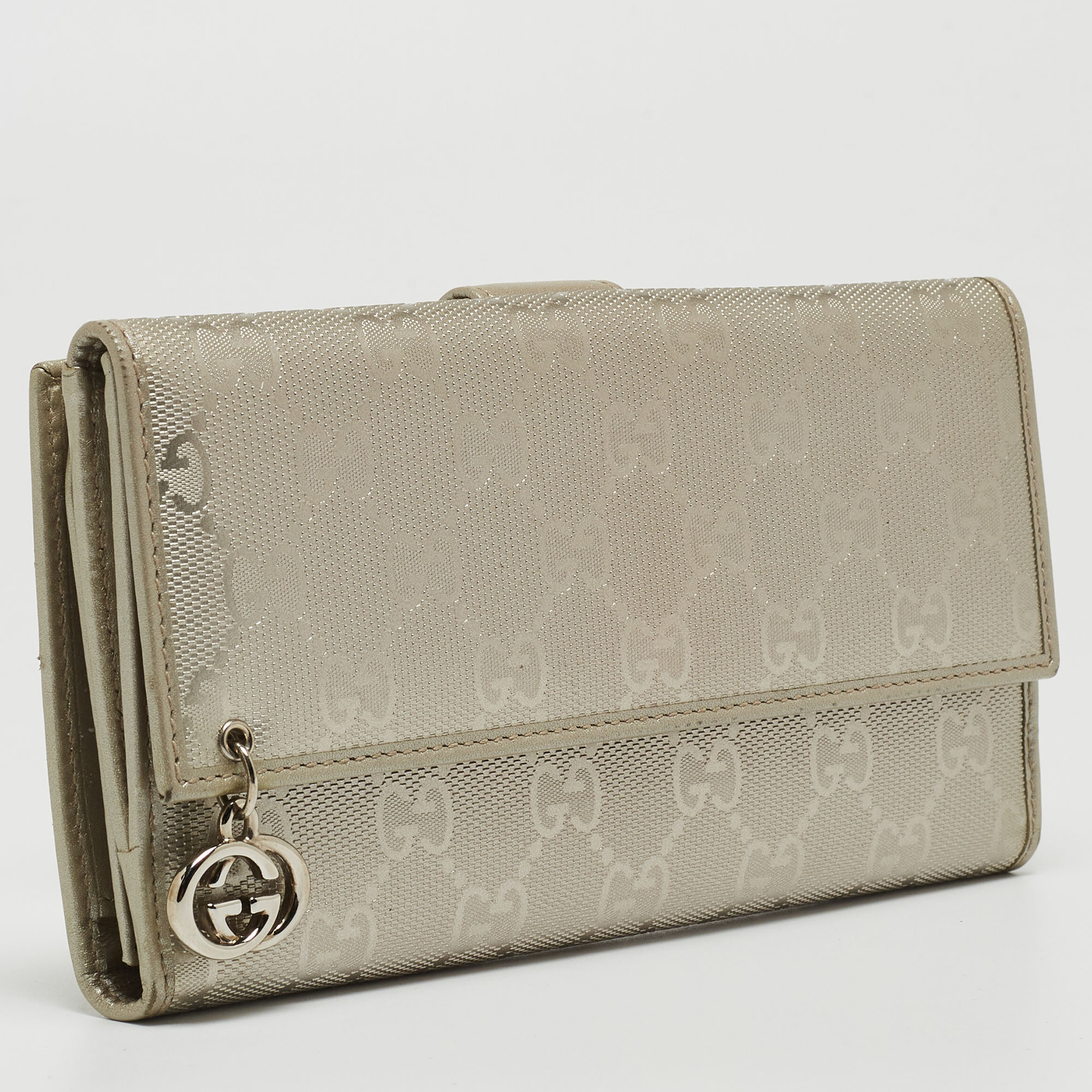 Gucci Metallic GG Imprime And Leather Interlocking G Continental Wallet