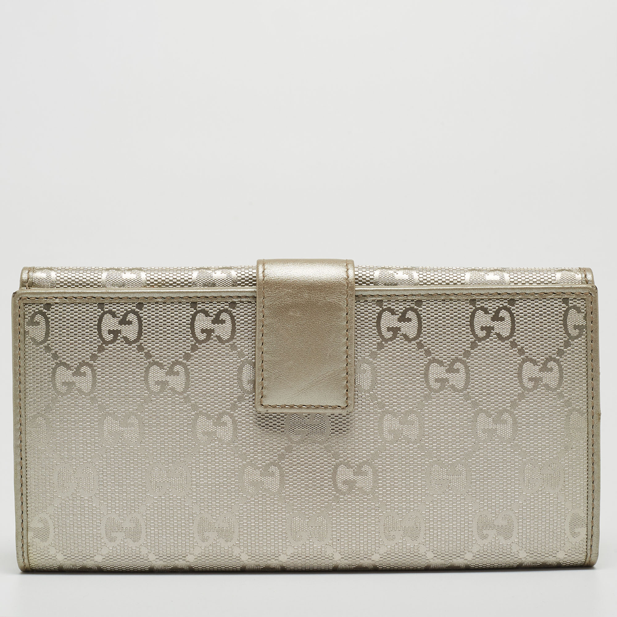 Gucci Metallic GG Imprime And Leather Interlocking G Continental Wallet