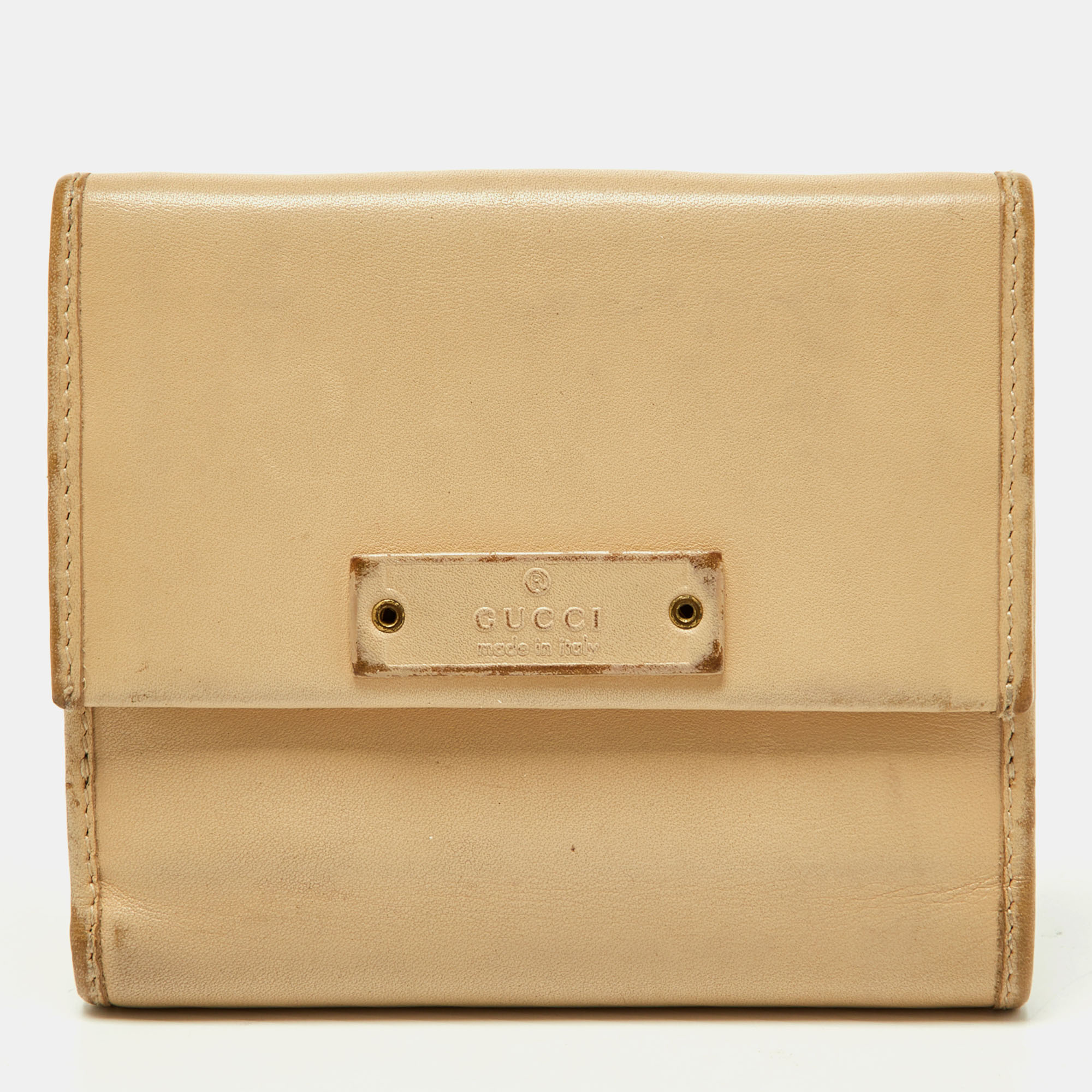 Gucci cream leather french wallet