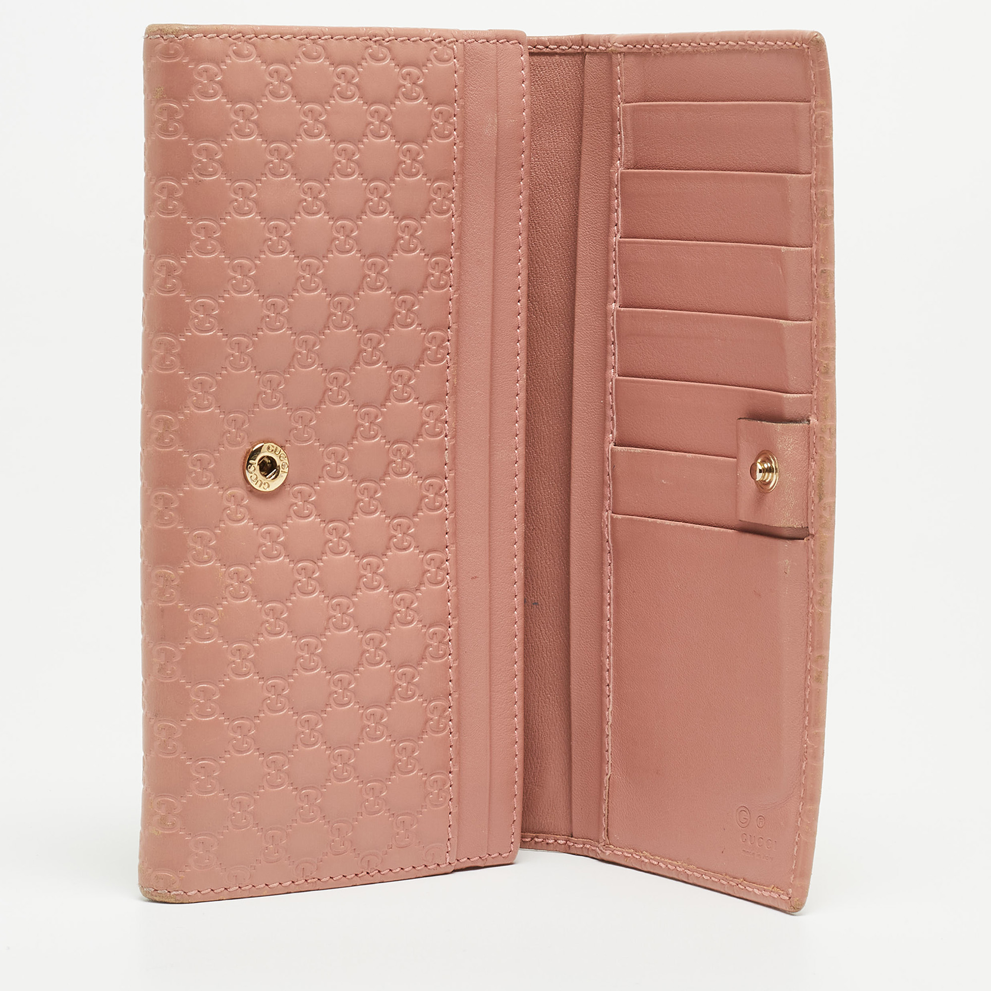 Gucci Pink Microgucissima Leather Flap Continental Wallet