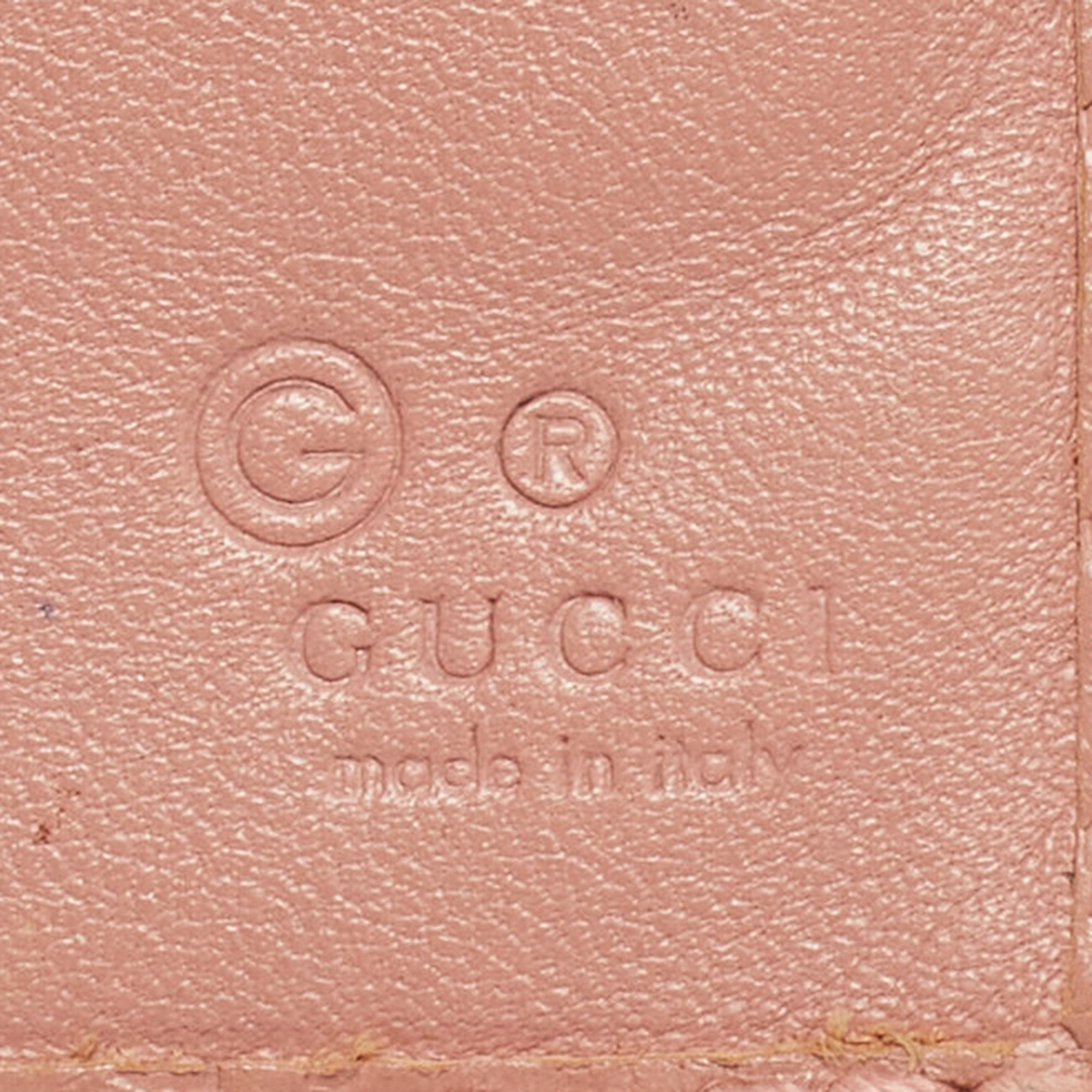 Gucci Pink Microgucissima Leather Flap Continental Wallet