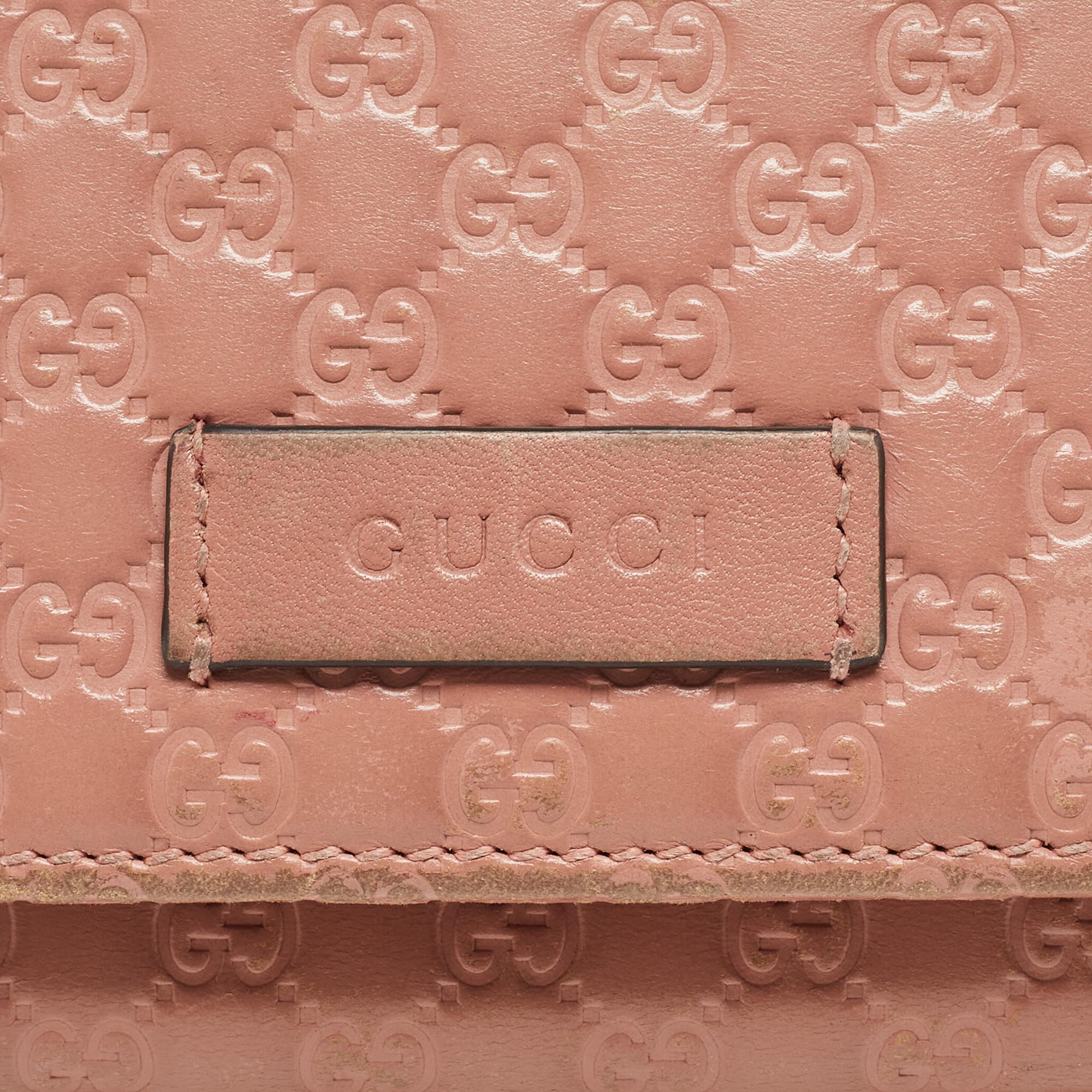 Gucci Pink Microgucissima Leather Flap Continental Wallet