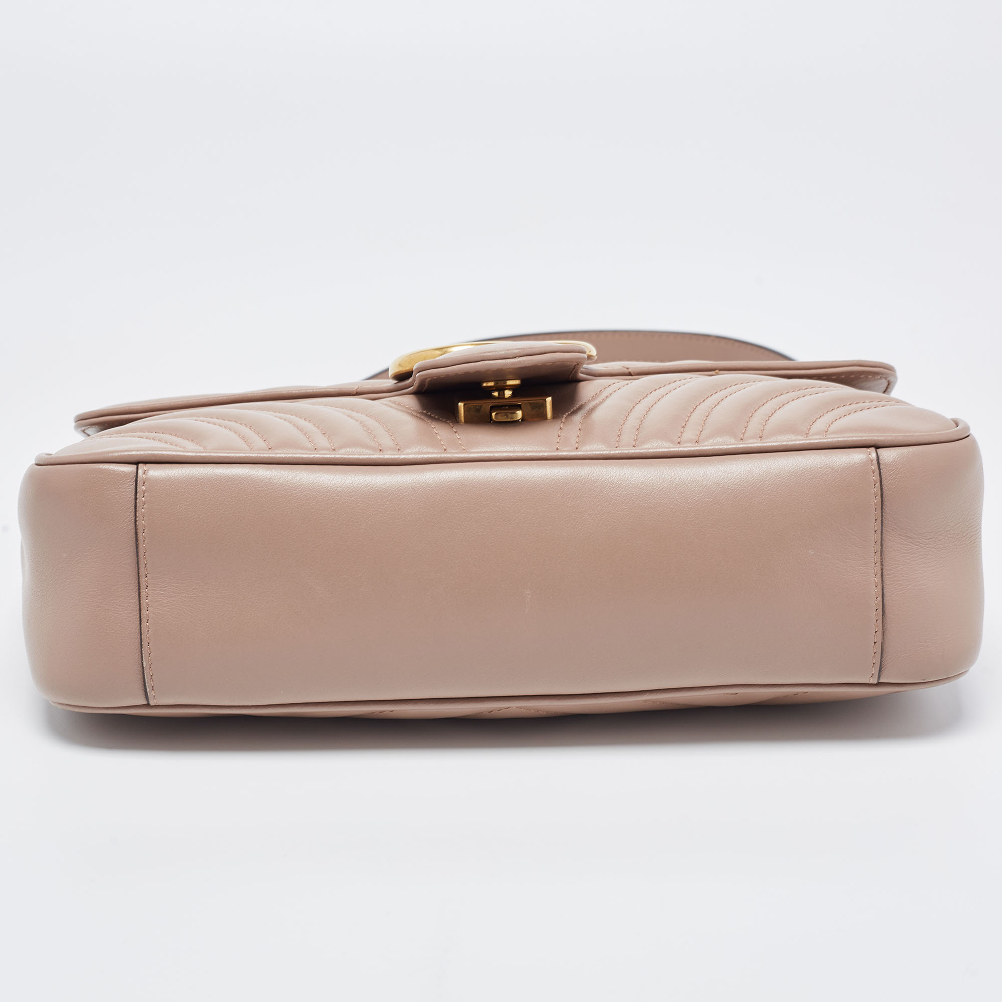 Gucci Dusty Pink Matelassé Leather Small GG Marmont Shoulder Bag