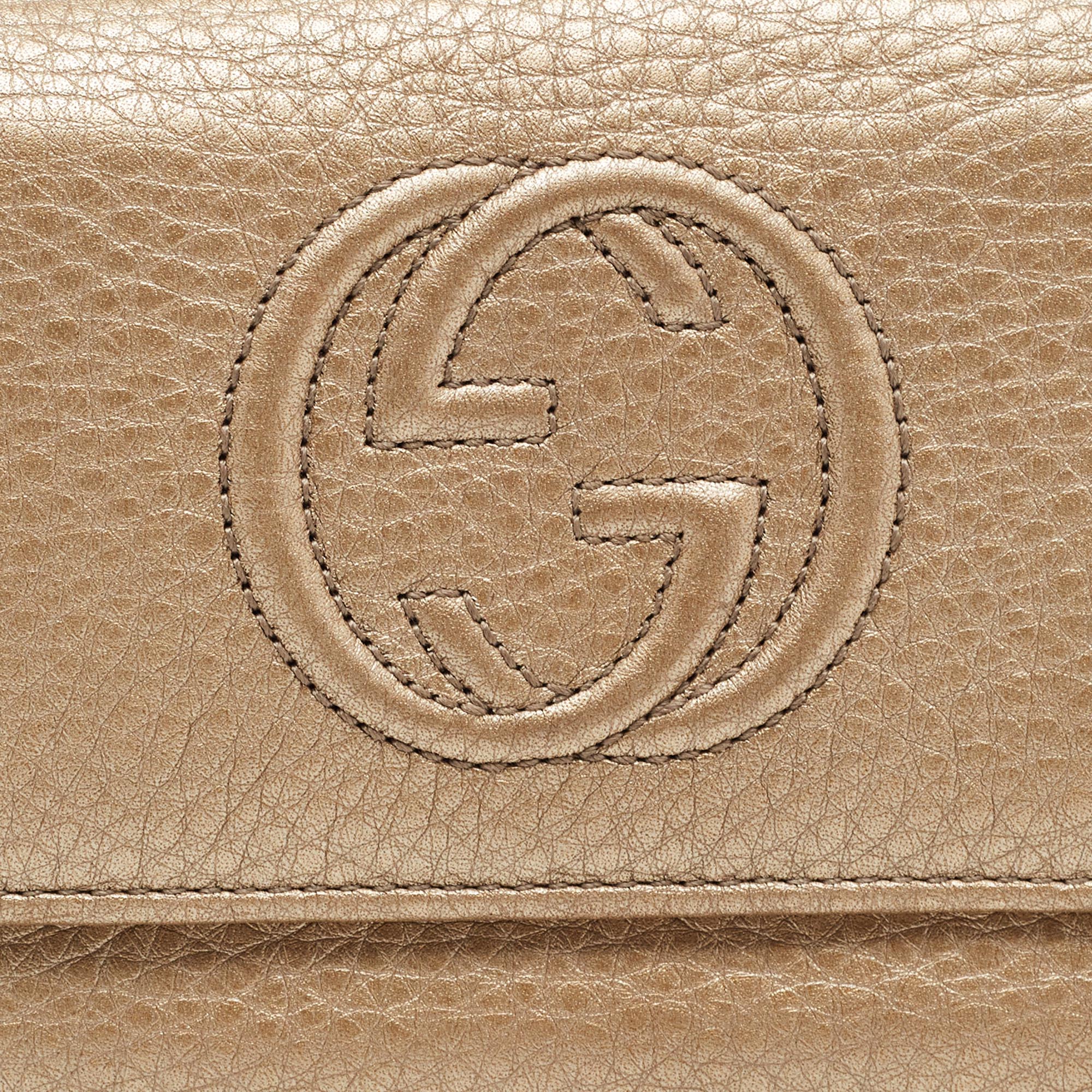 Gucci Gold Leather Soho Continental Wallet