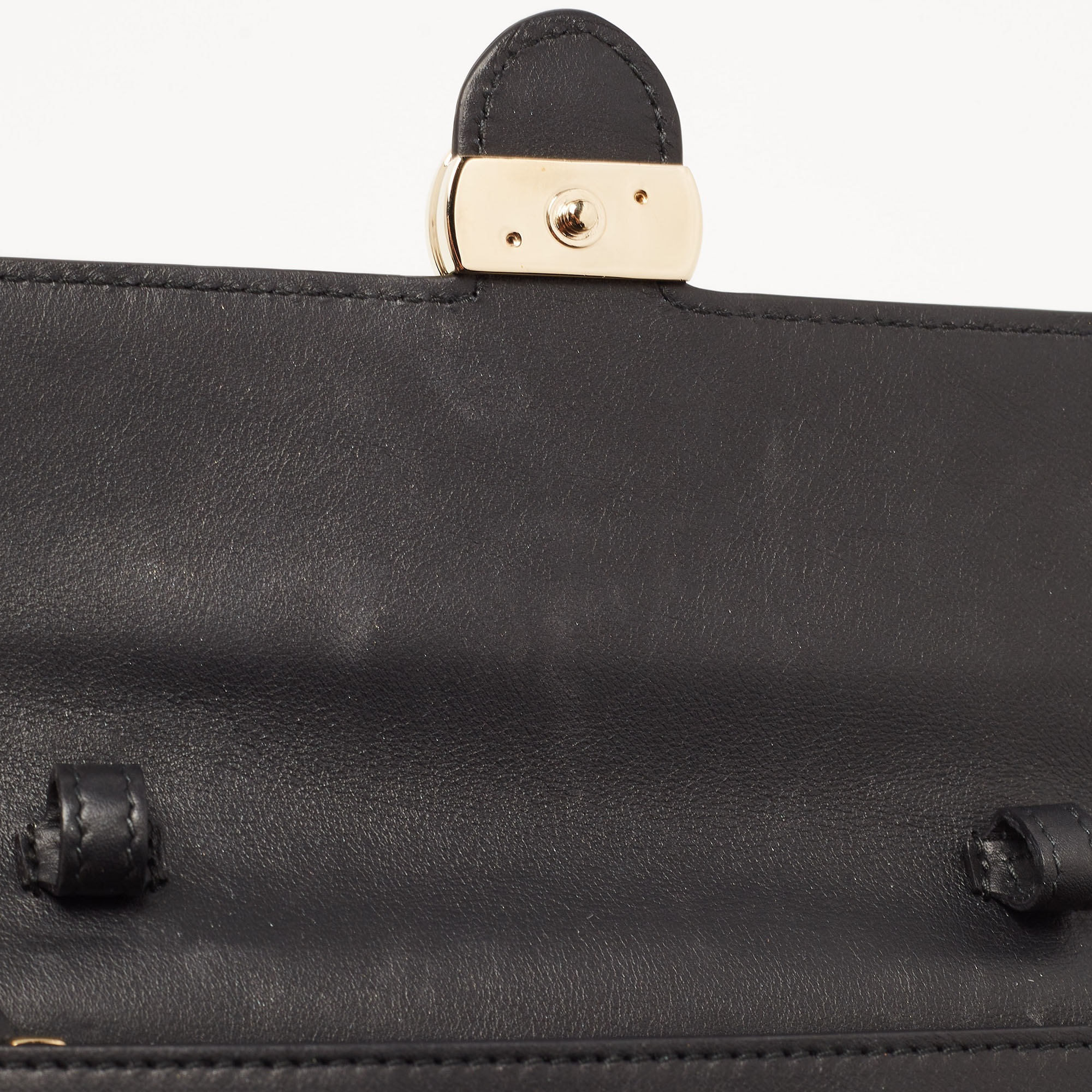 Gucci Black Leather Interlocking G Wallet On Chain