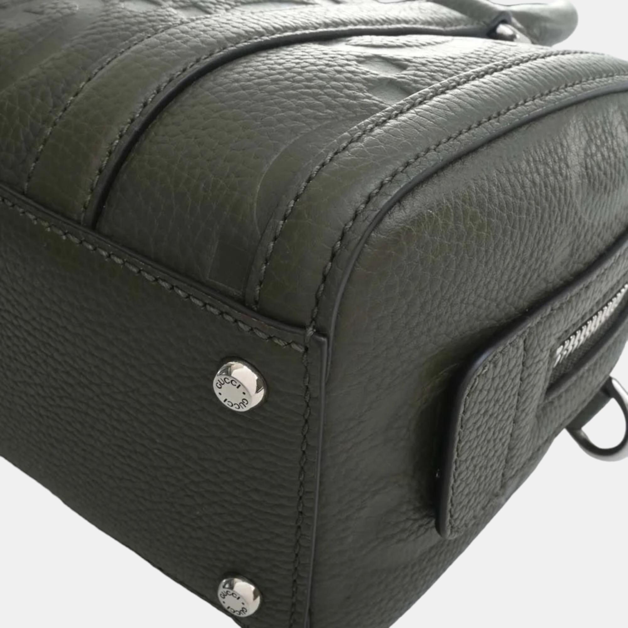 Gucci Black Jumbo GG Leather Mini Duffle Bag