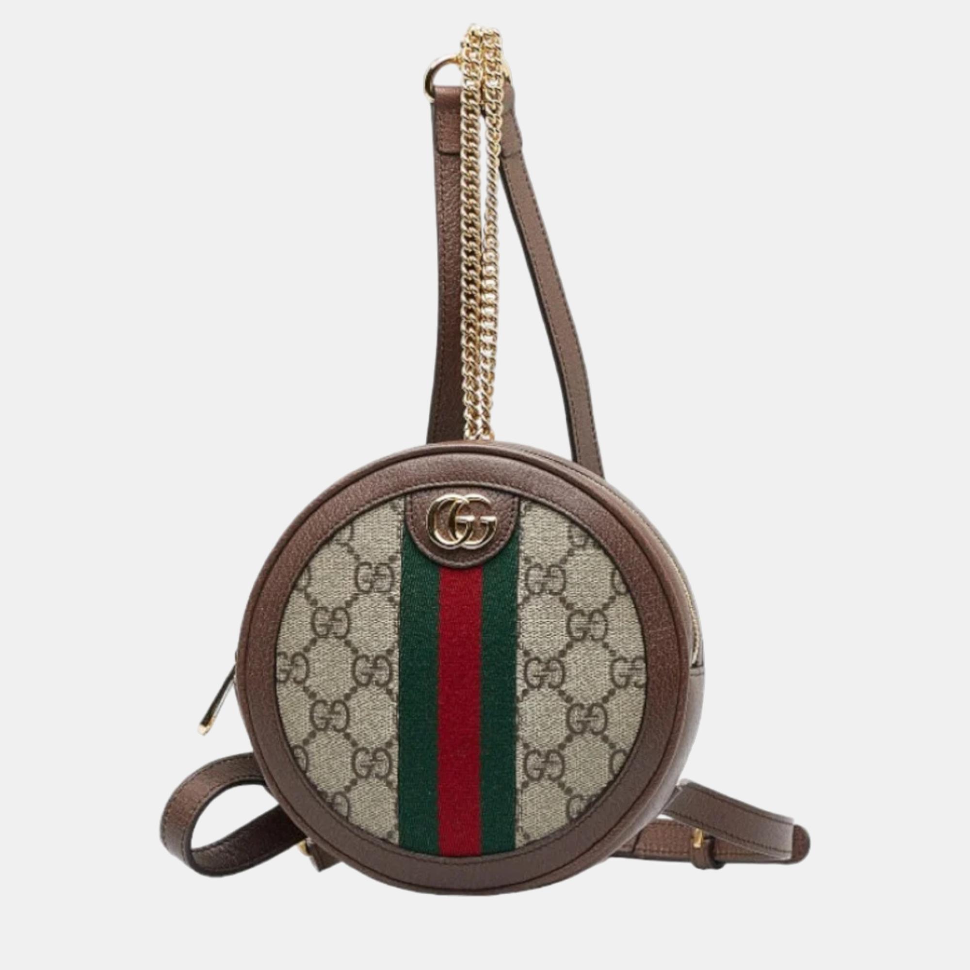 Gucci beige gg canvas ophidia backpack