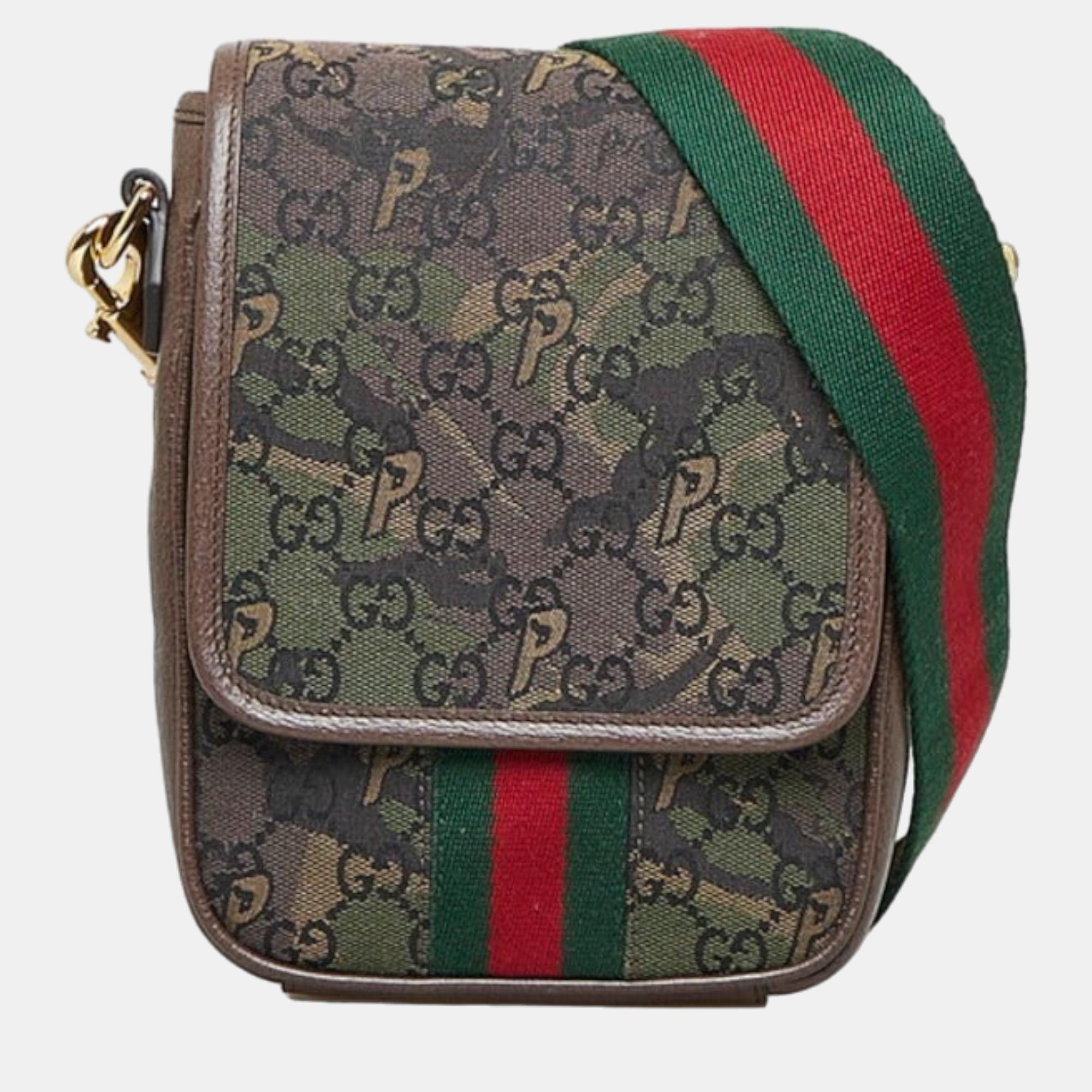 Gucci x palace gg canvas monogram web flap messenger bag