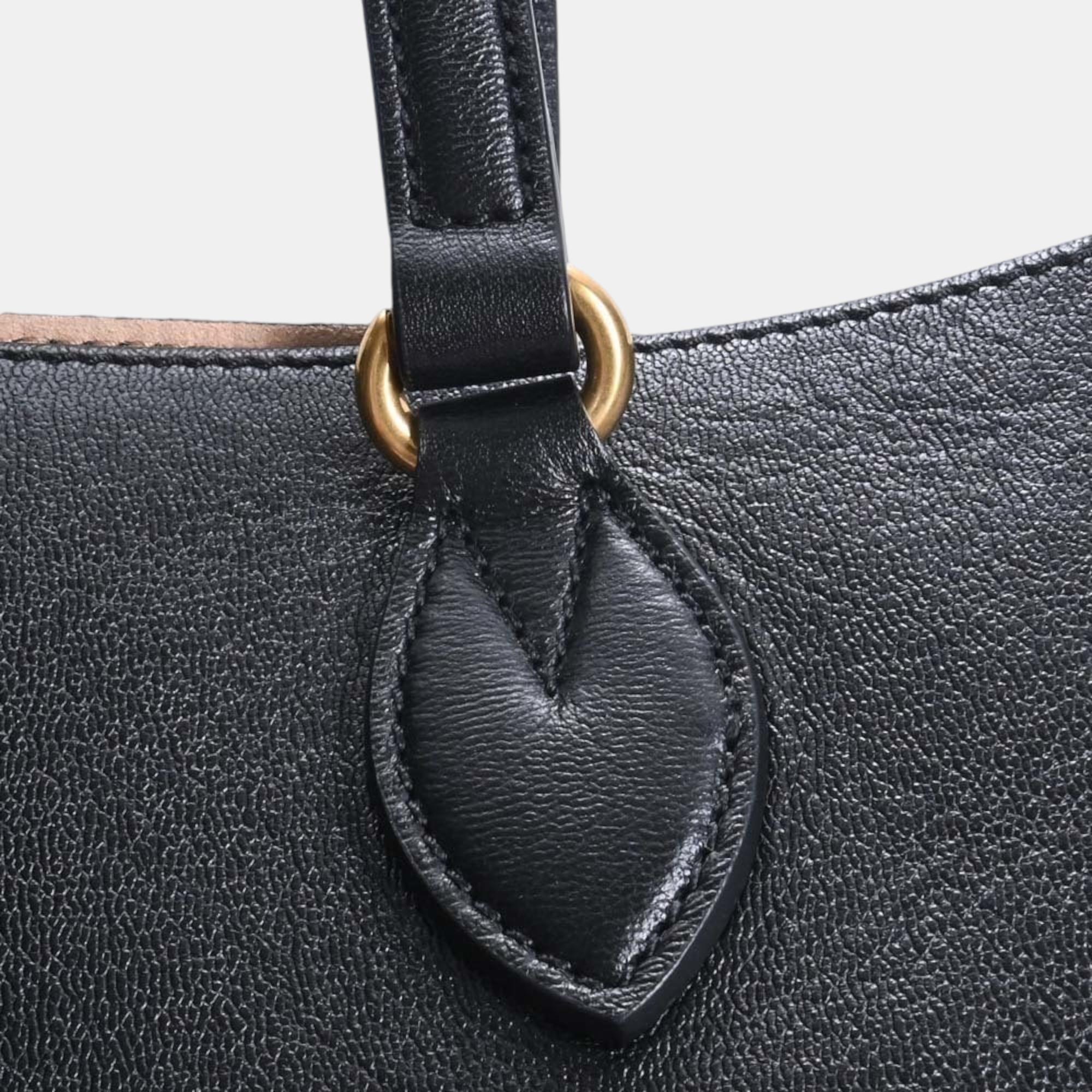 Gucci Black Leather Small Dahlia Tote Bag