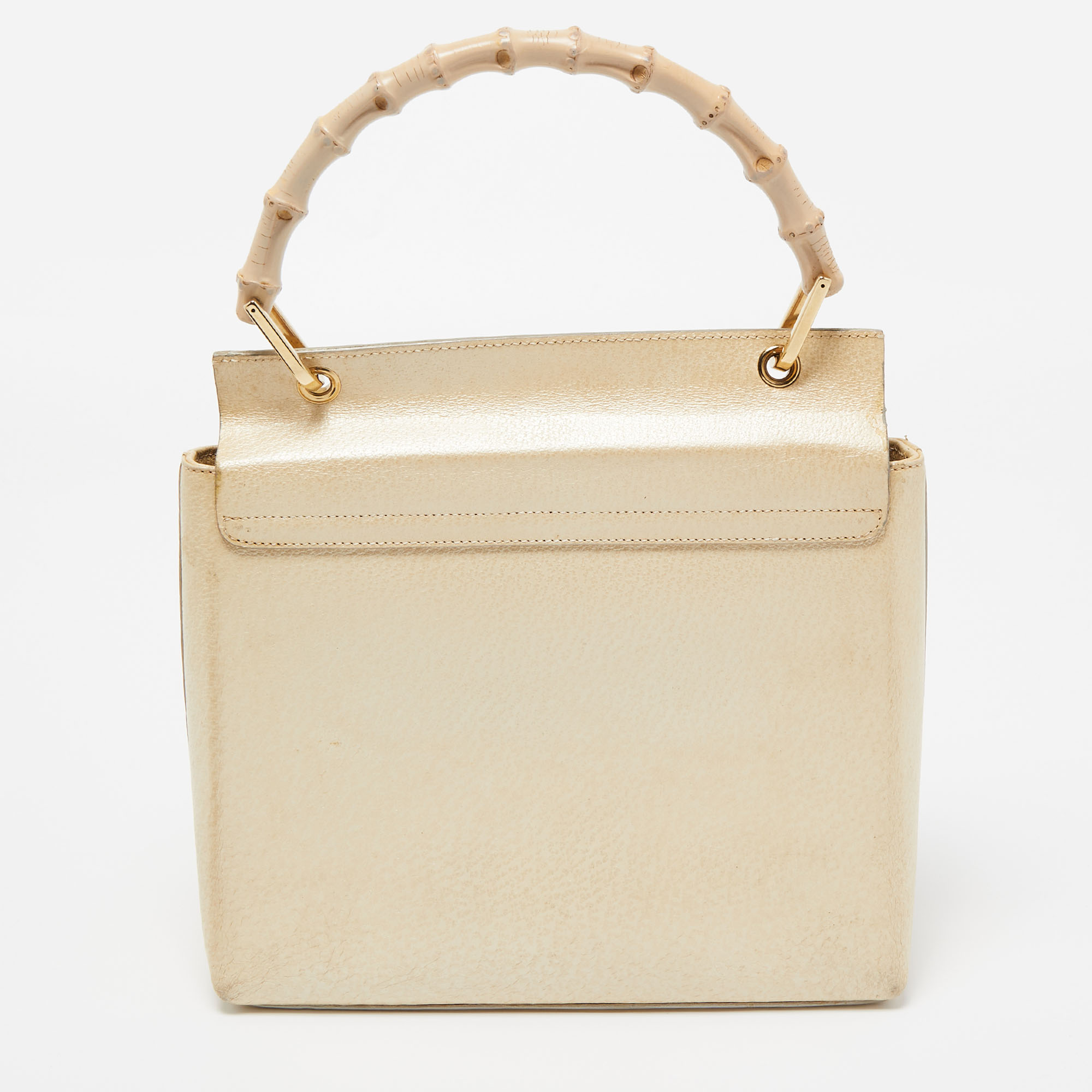 Gucci Beige Leather Bamboo Tap Handle Bag