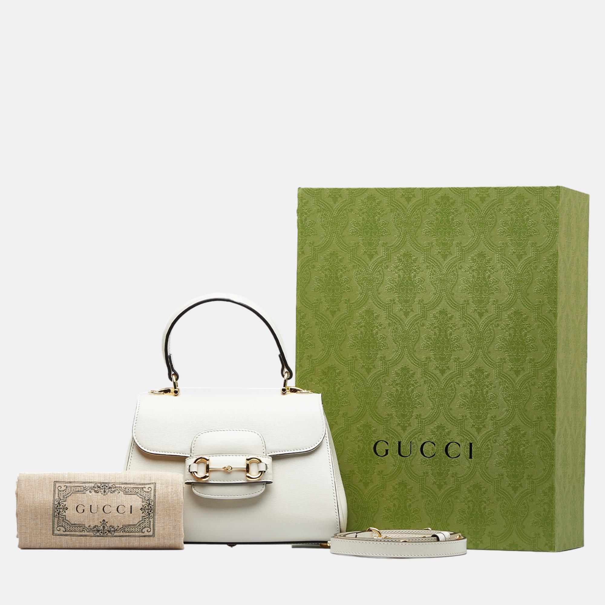 Gucci White Mini Horsebit 1955 Satchel