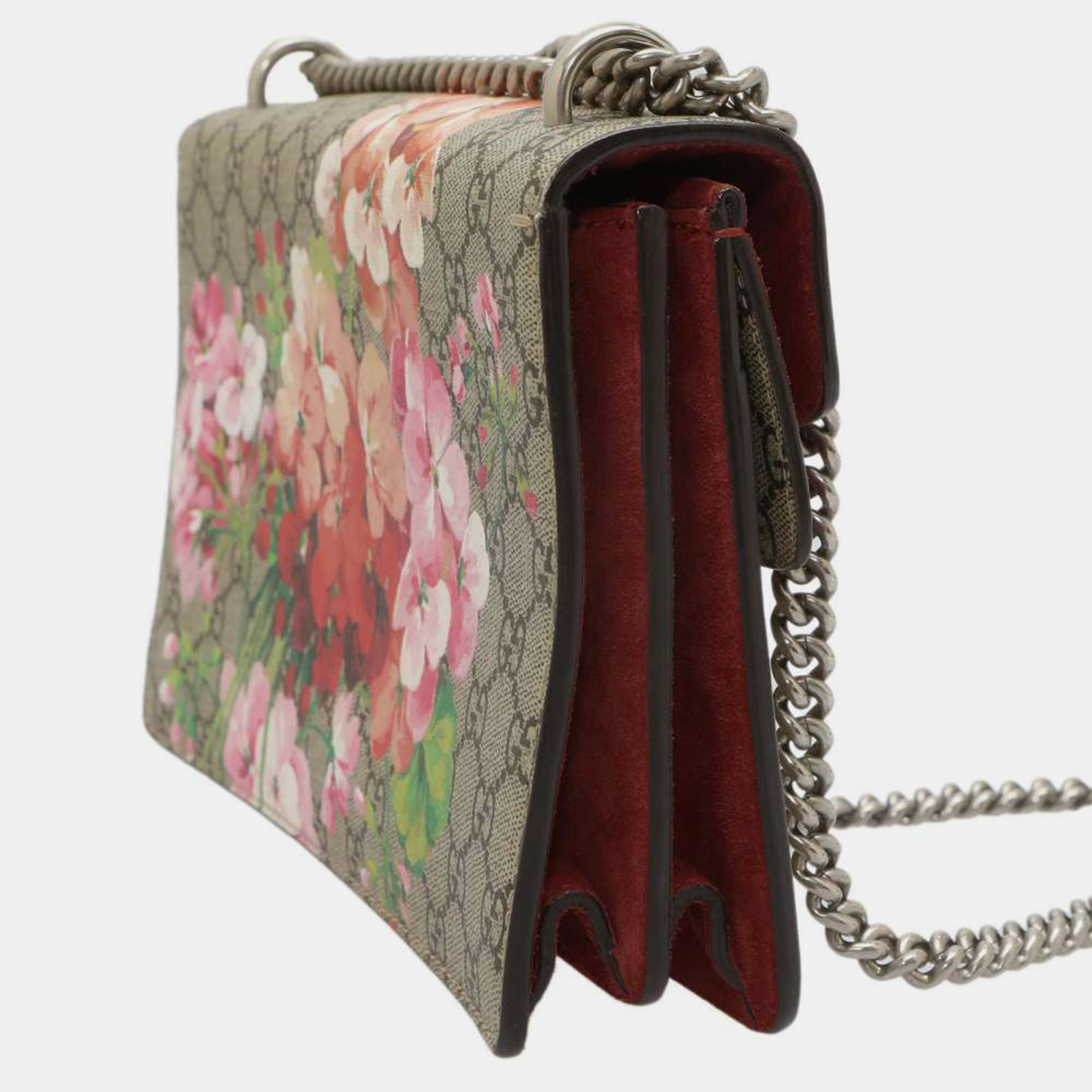 Gucci Beige GG Supreme Canvas Small Dionysus Floral Chain Shoulder Bag