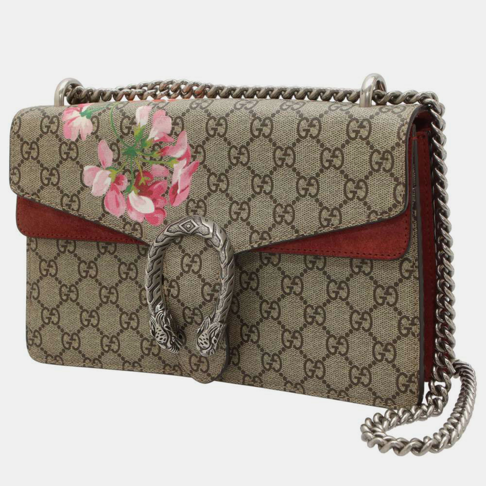 Gucci beige gg supreme canvas small dionysus floral chain shoulder bag
