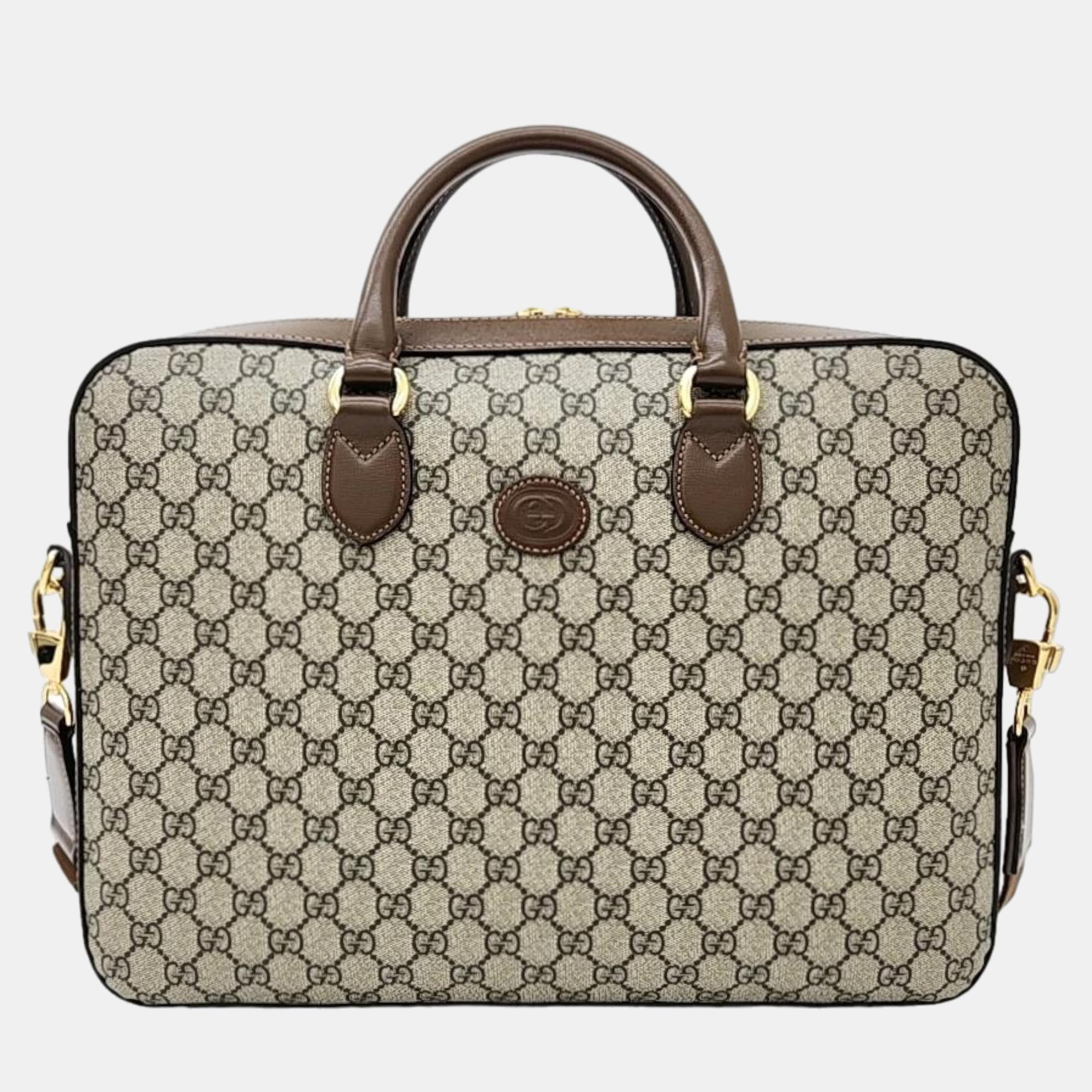 Gucci Brown Interlocking GG Canvas Briefcase