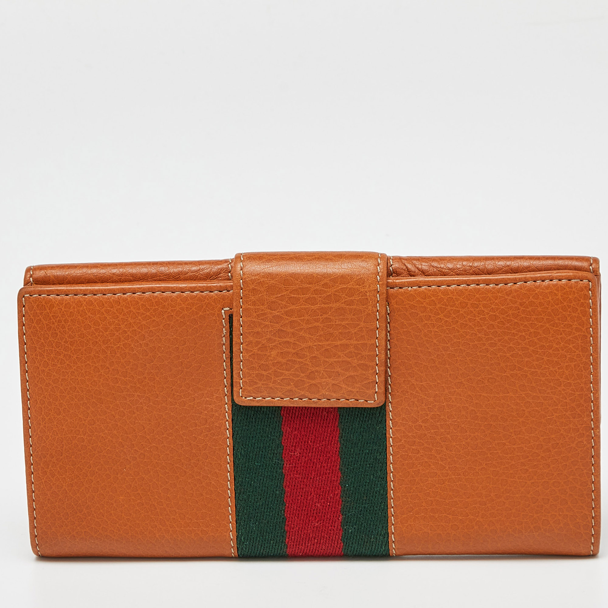 Gucci Tan Leather Flap Continental Wallet