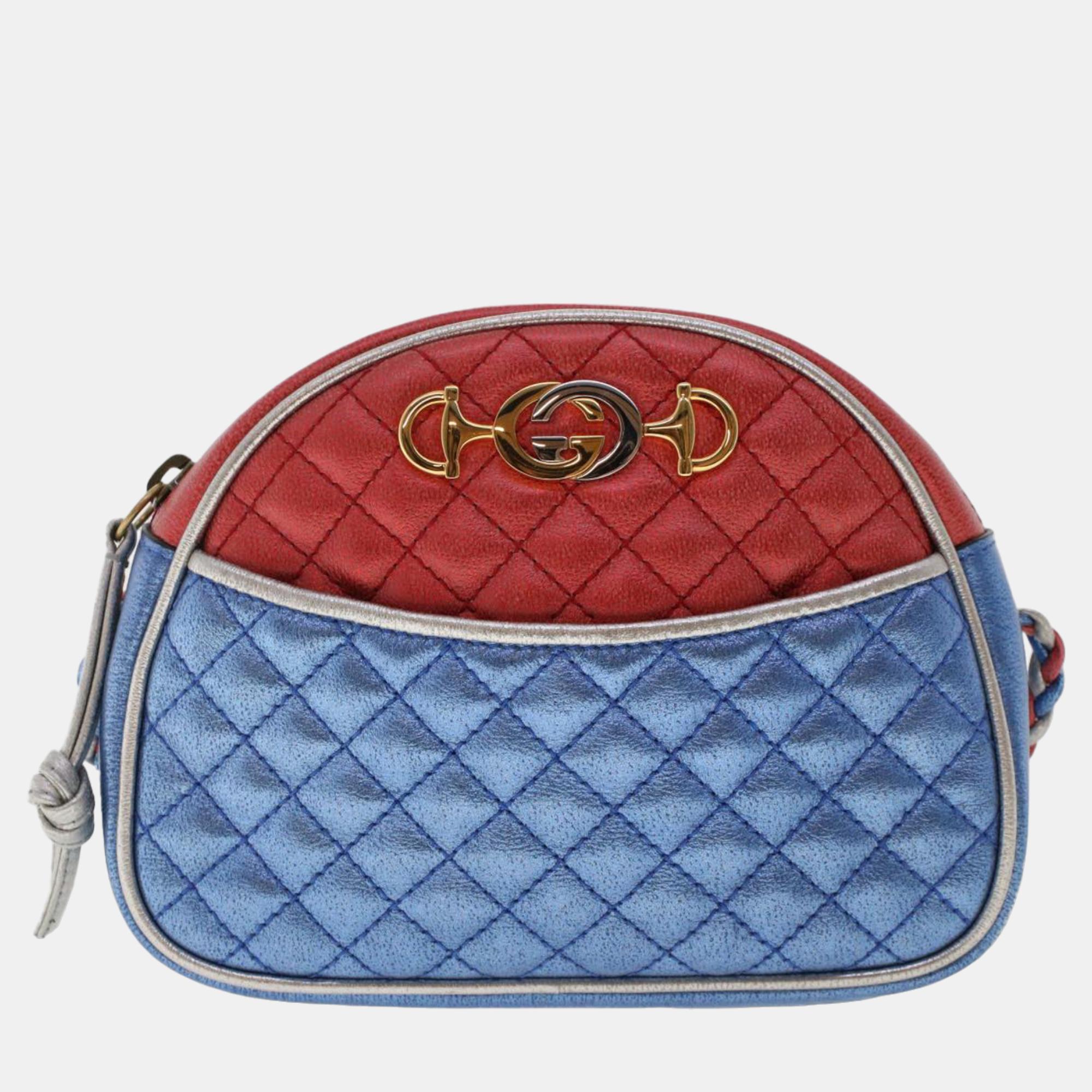 Gucci Blue Leather Horsebit Shoulder Bag