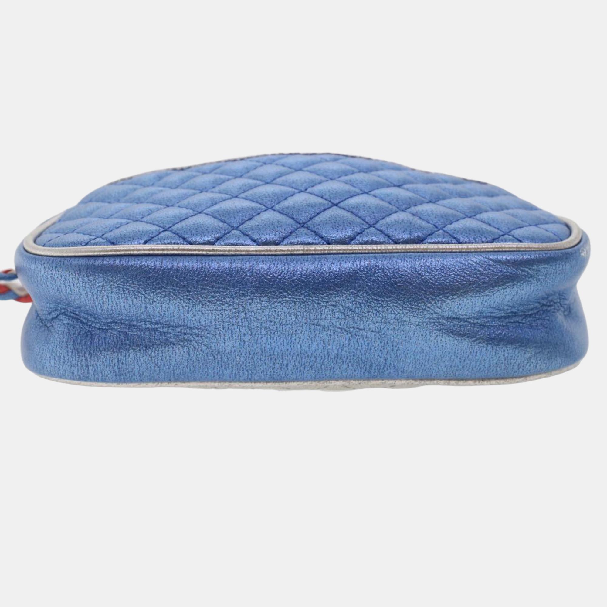 Gucci Blue Leather Horsebit Shoulder Bag