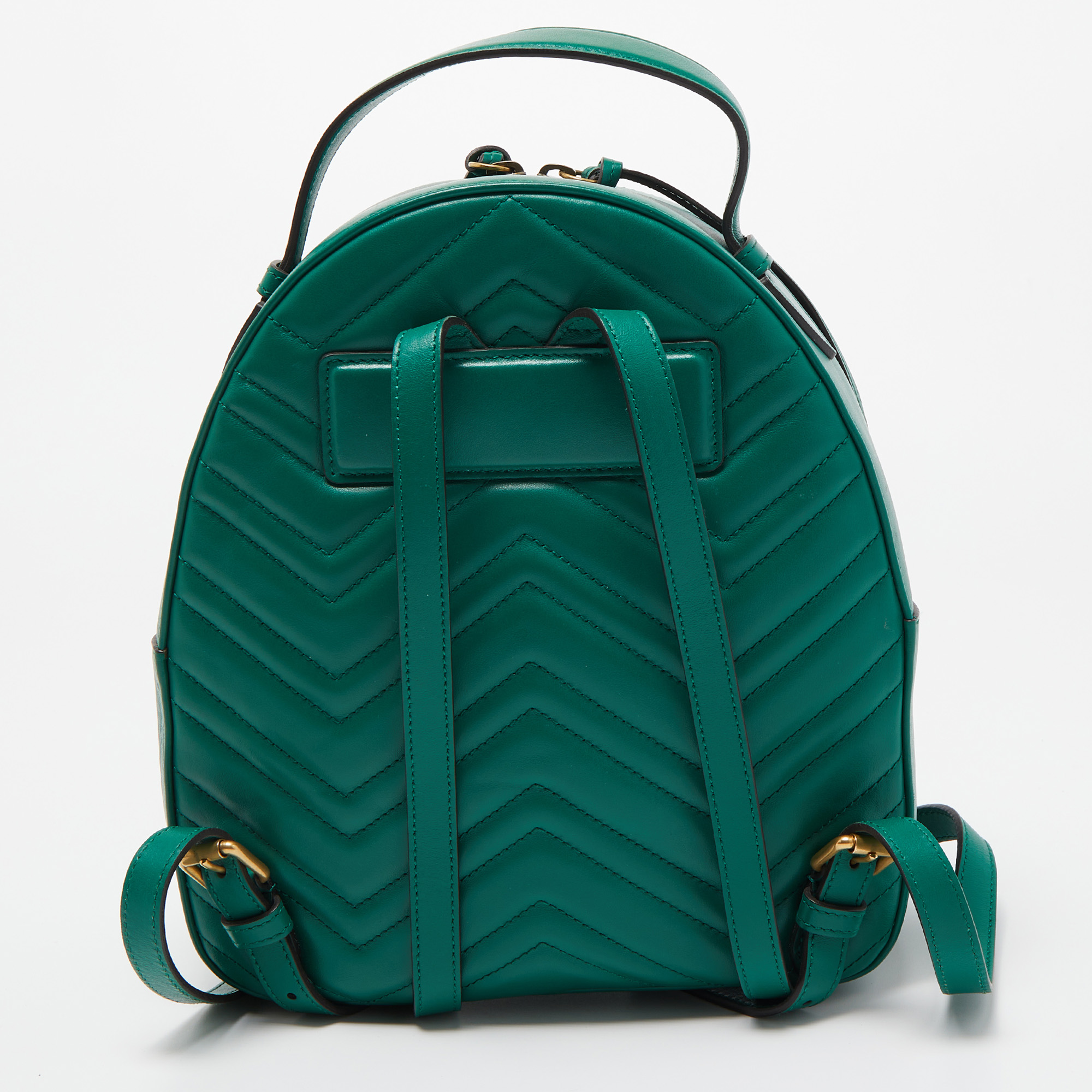 Gucci Green Matelassé Leather GG Marmont Backpack