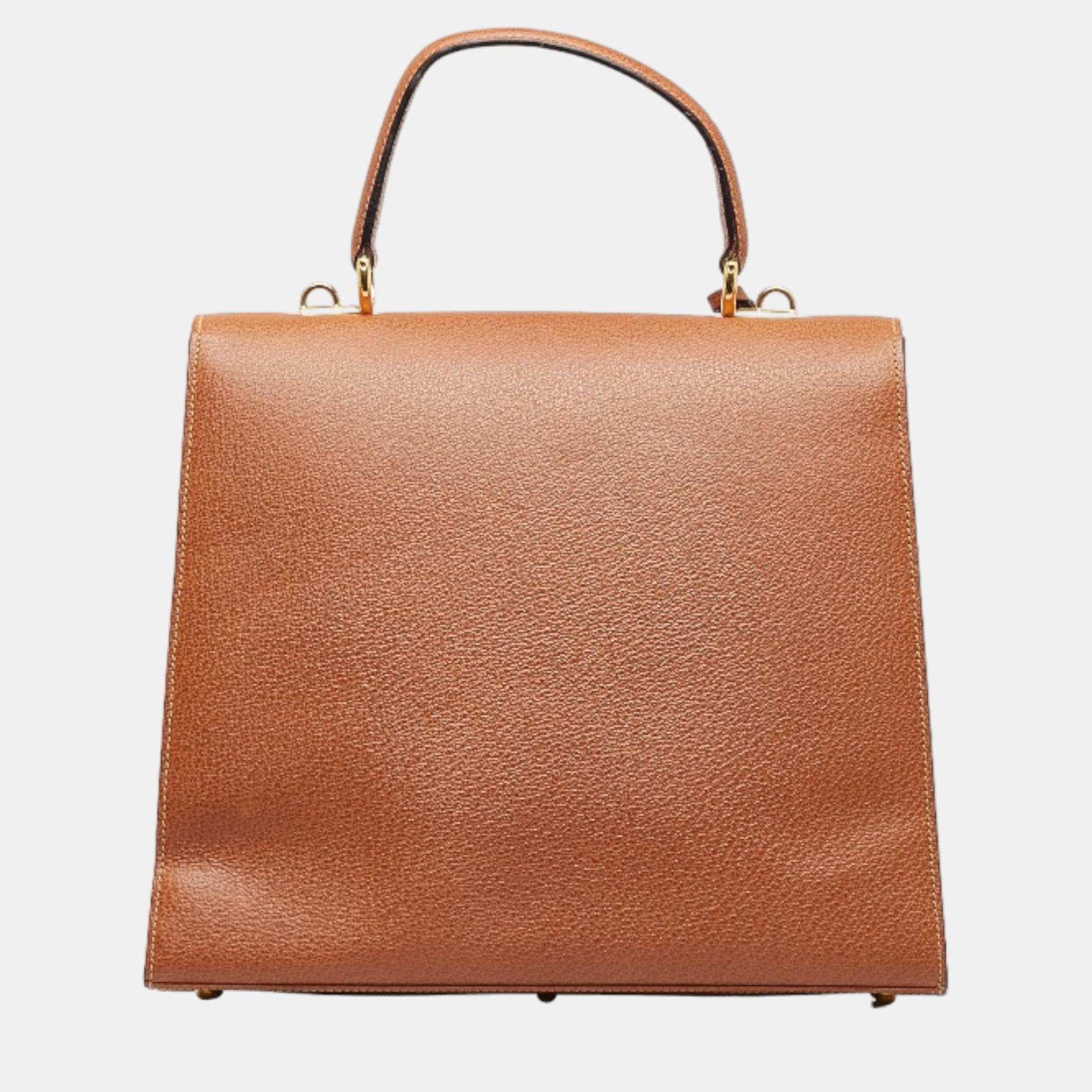 Gucci Brown Lady Lock Leather Handbag