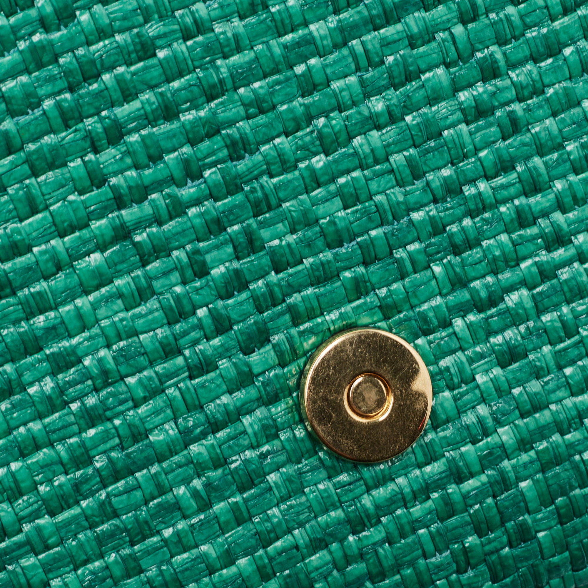 Gucci Green Raffia Horsebit 1955 Chain Shoulder Bag
