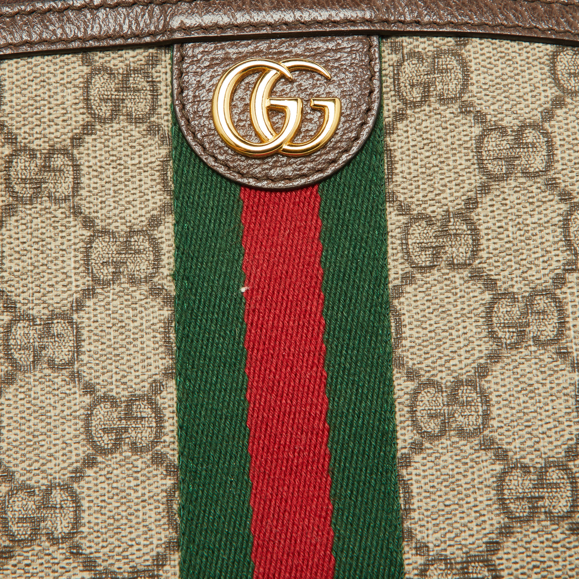 Gucci Beige GG Supreme Canvas And Leather Pouch