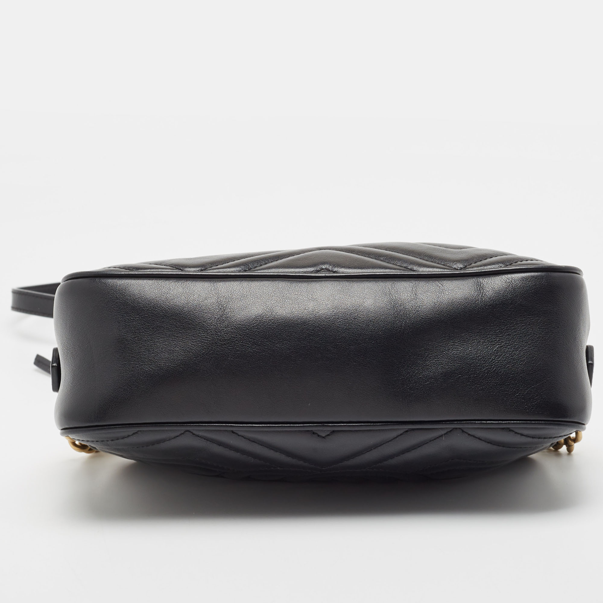 Gucci Black Matelasse Leather Small GG Marmont Shoulder Bag
