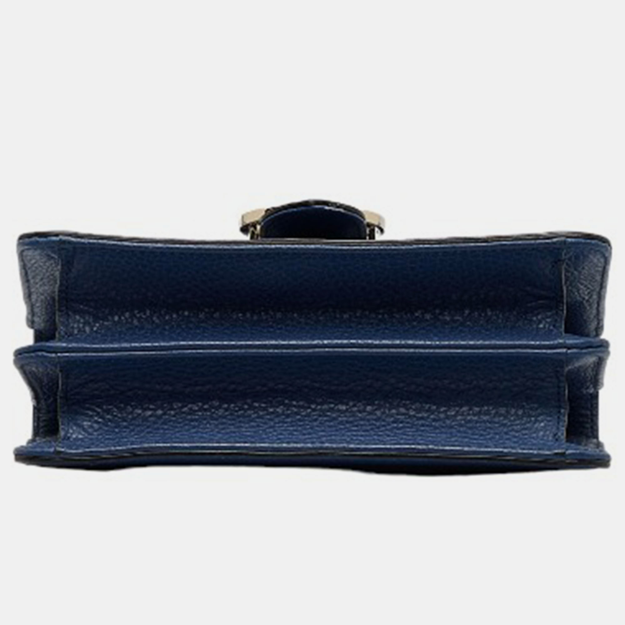 Gucci Blue Leather Small Dollar Interlocking G Shoulder Bag