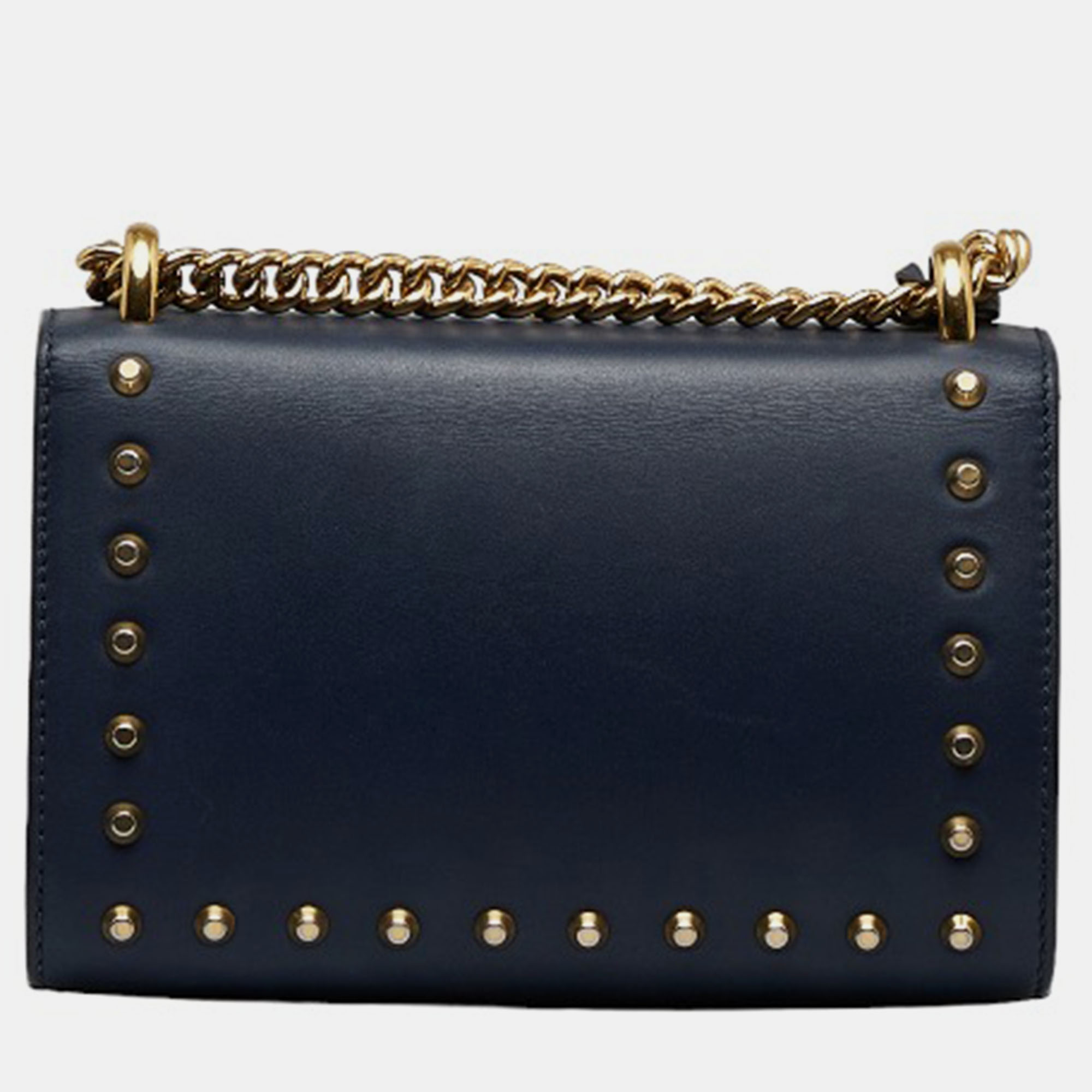 Gucci Blue Leather Small Studded Padlock Shoulder Bag