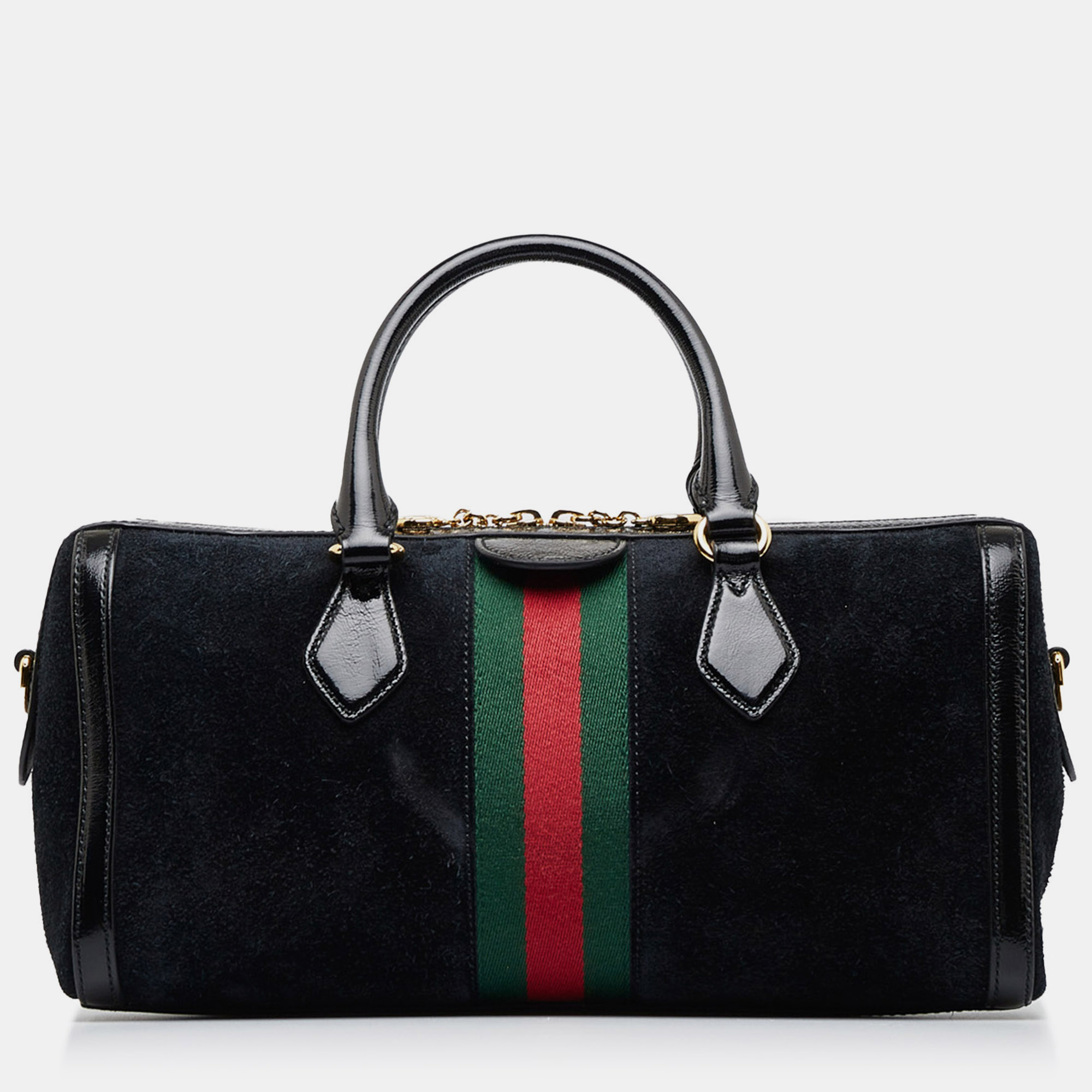 Gucci Black Leather Ophidia Suede Satchel