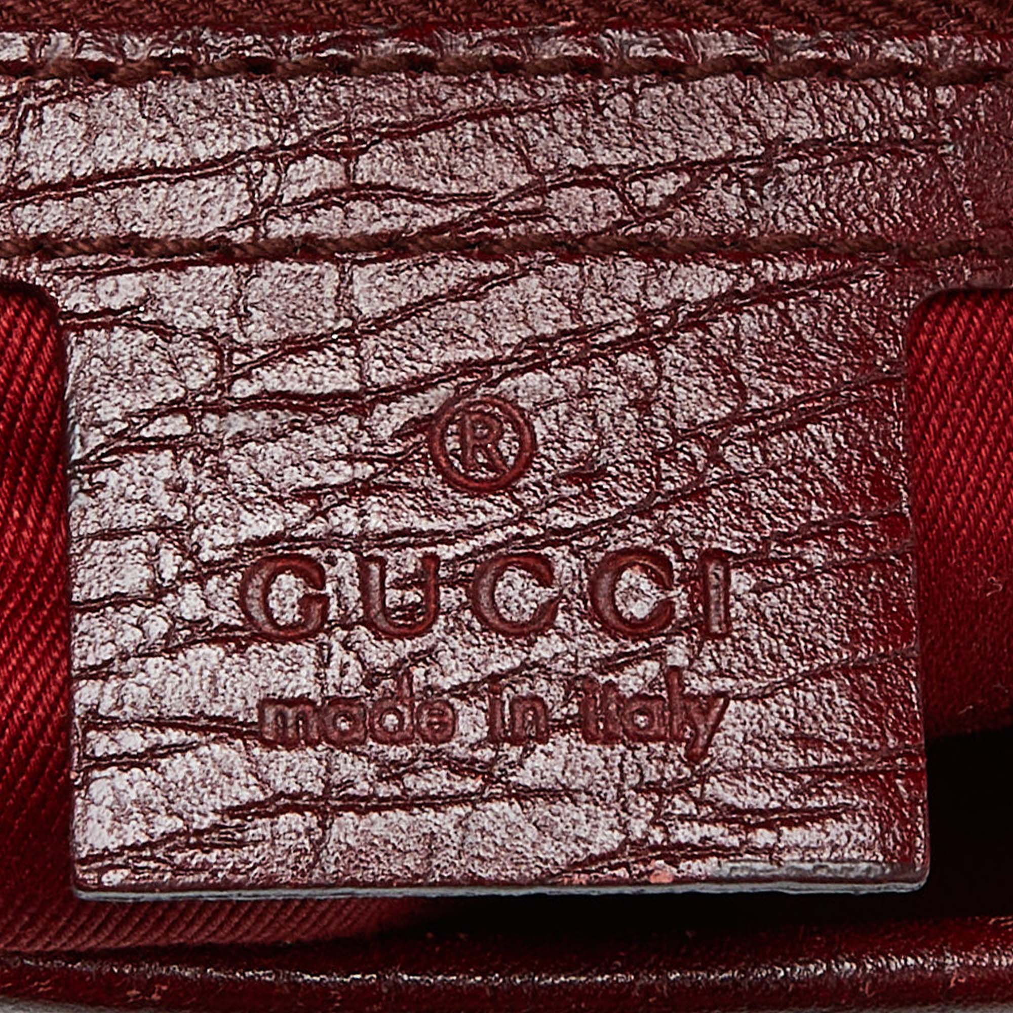 Gucci Red GG Canvas And Leather Bamboo Bullet Bag