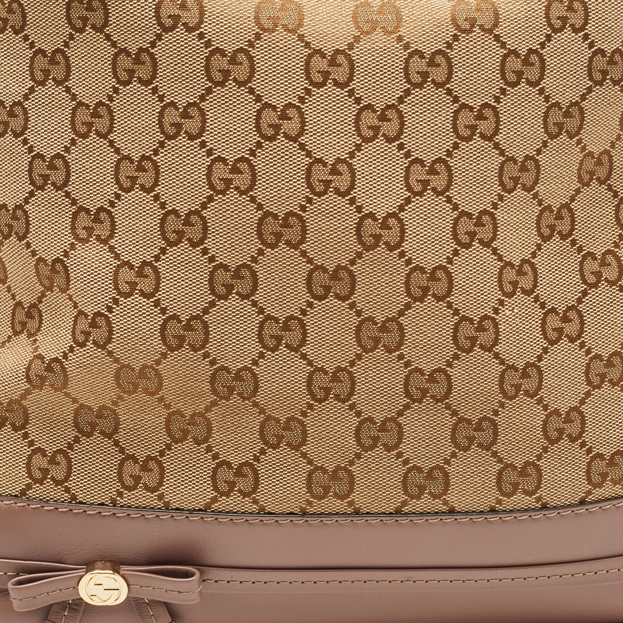Gucci Dark Beige/Beige GG Canvas And Leather Mayfair Hobo