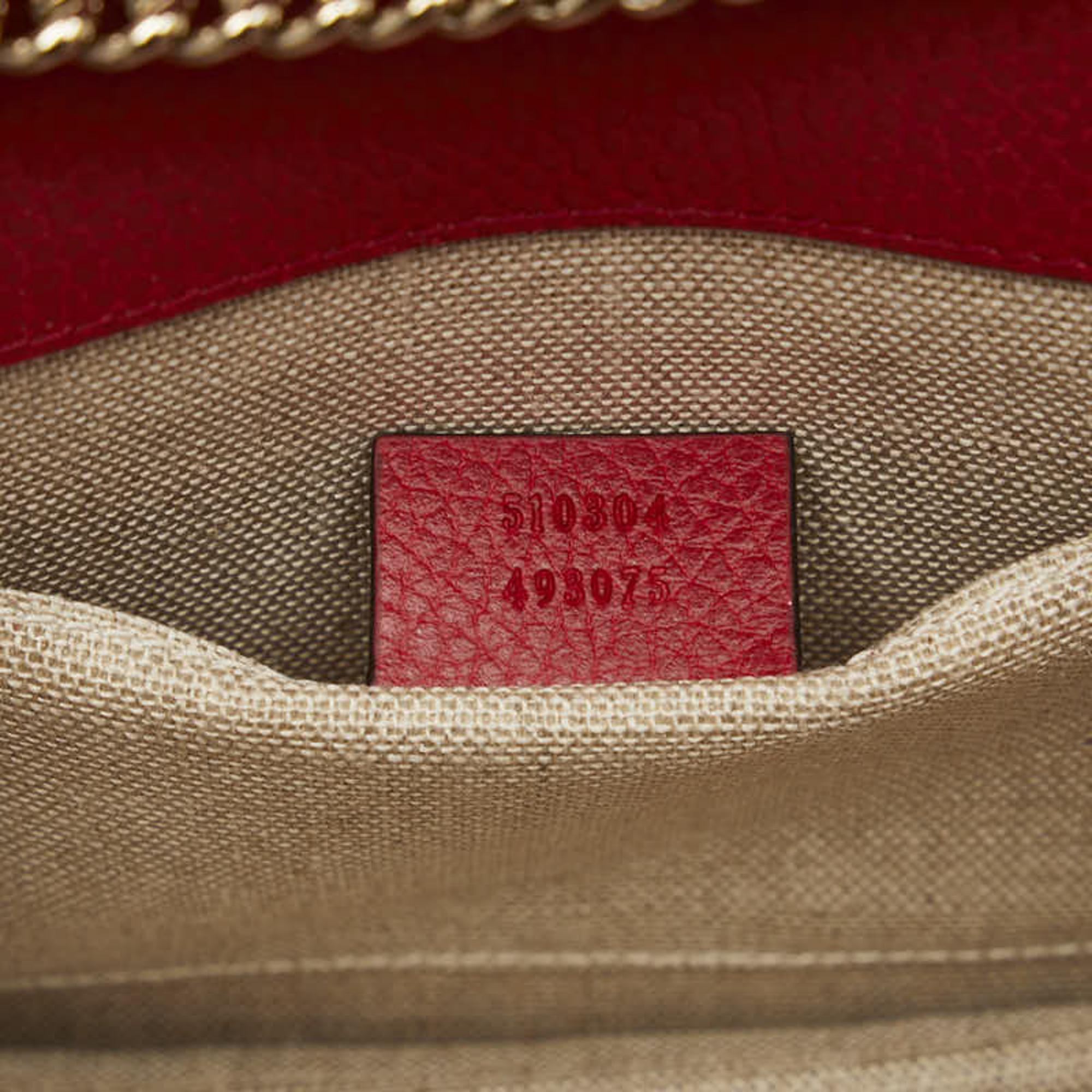 Gucci Red Leather Small Interlocking G Shoulder Bag