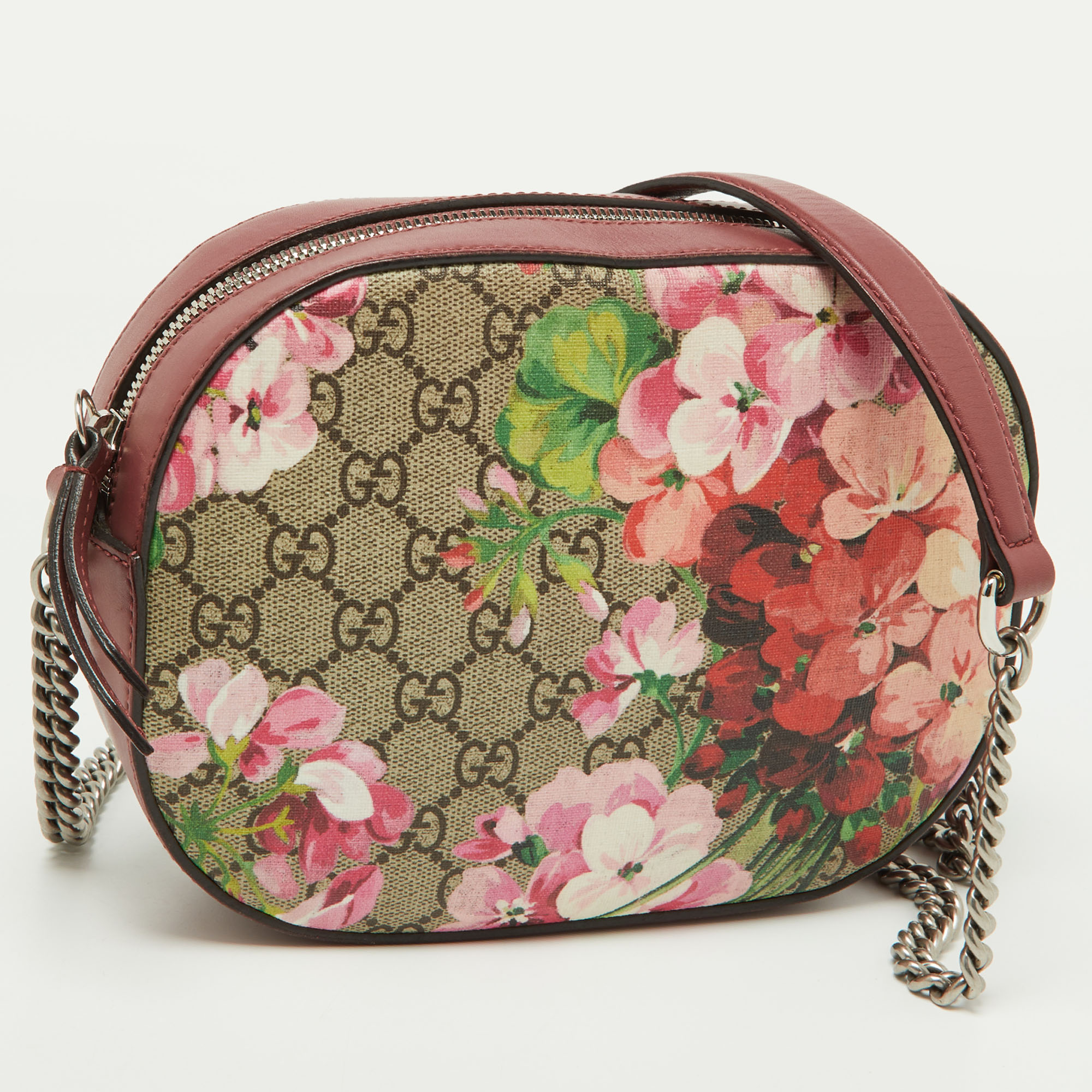 Gucci Multicolor Blooms Print GG Supreme Canvas And Leather Mini Chain Crossbody Bag
