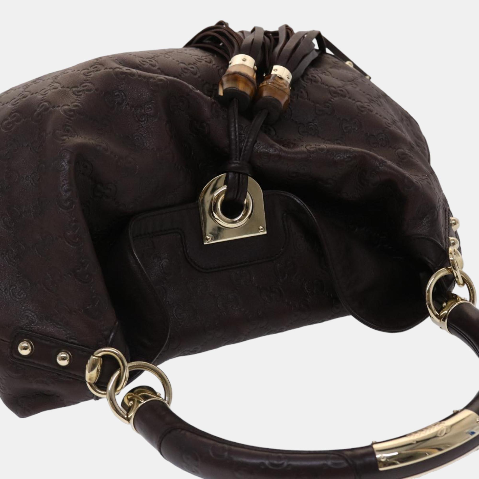 Gucci Brown Leather Babouska Indy Hobo Bag