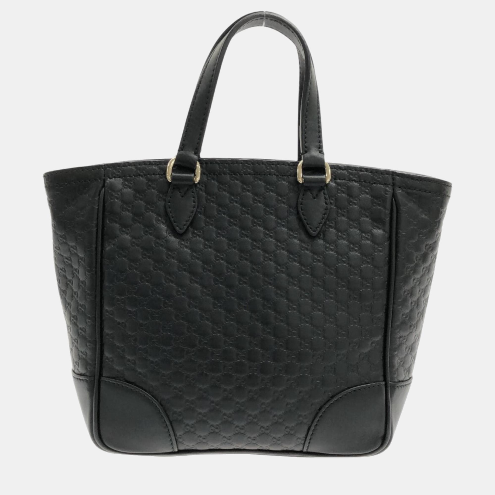 Gucci Black Microguccissima Leather Small Bree Tote Bag