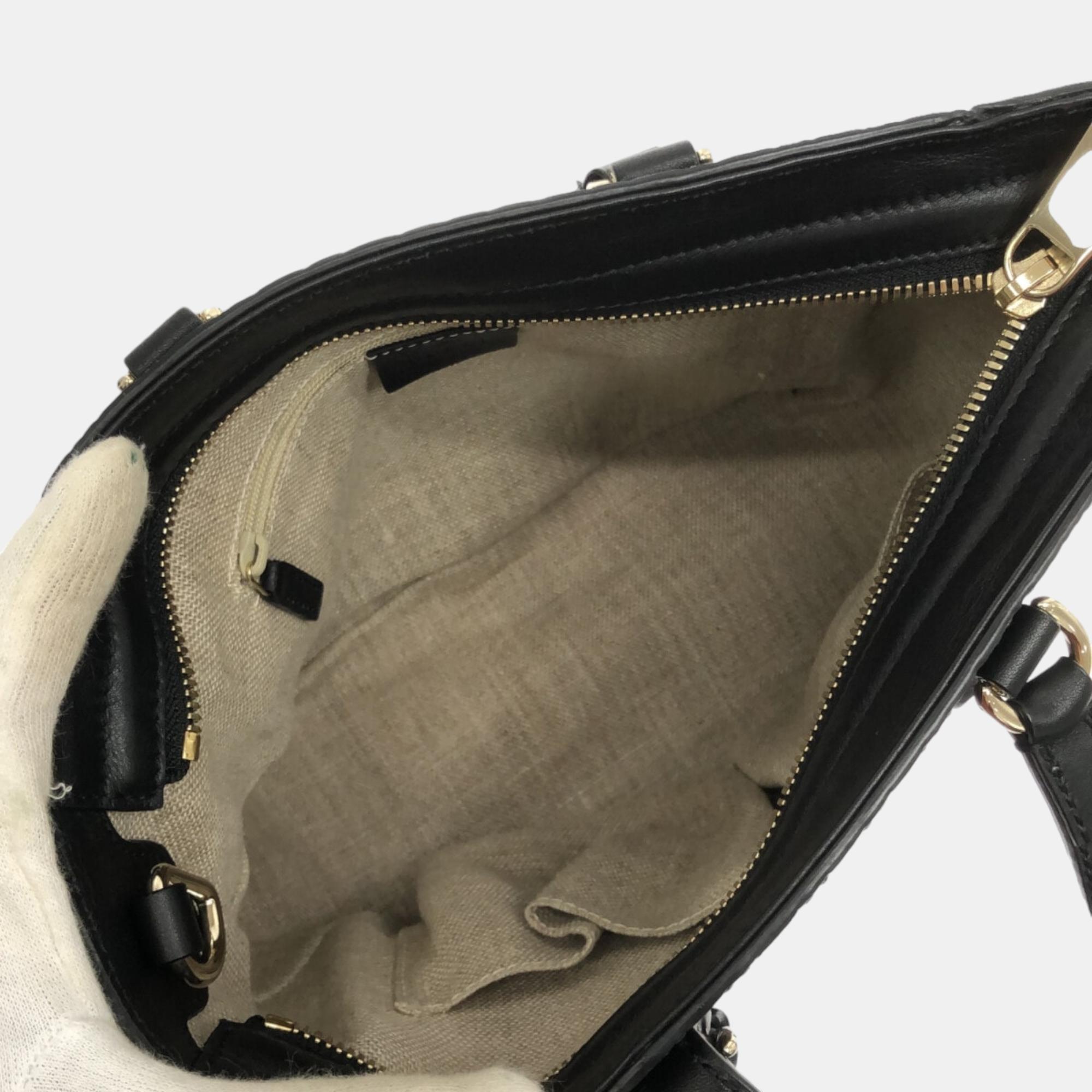 Gucci Black Microguccissima Leather Small Bree Tote Bag