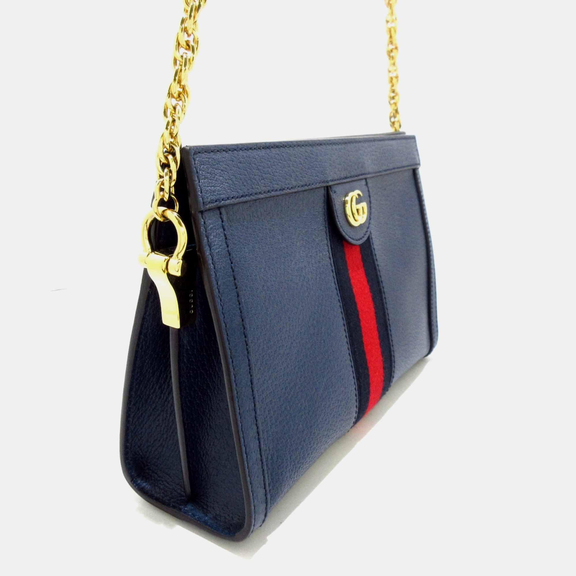 Gucci Blue Leather Small Ophidia Web Chain Bag