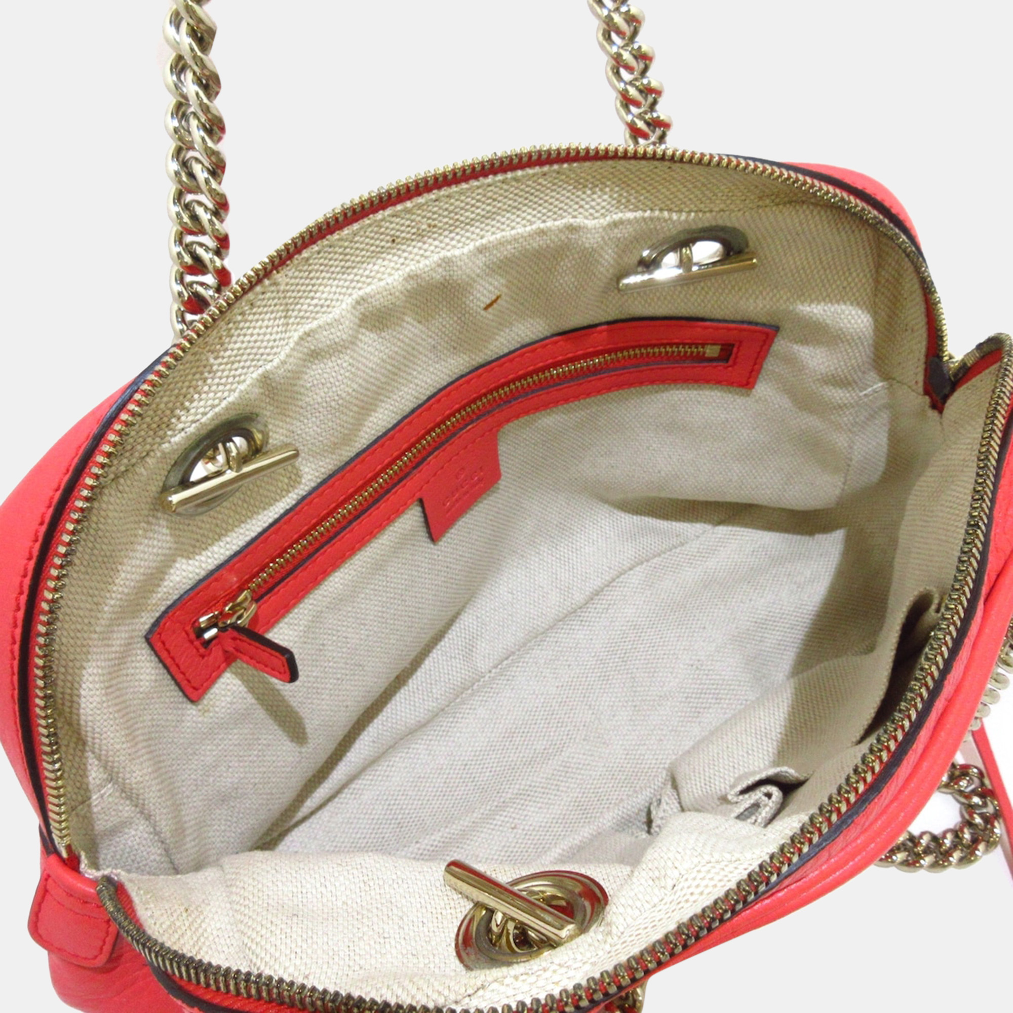 Gucci Red Leather Soho Chain Shoulder Bag