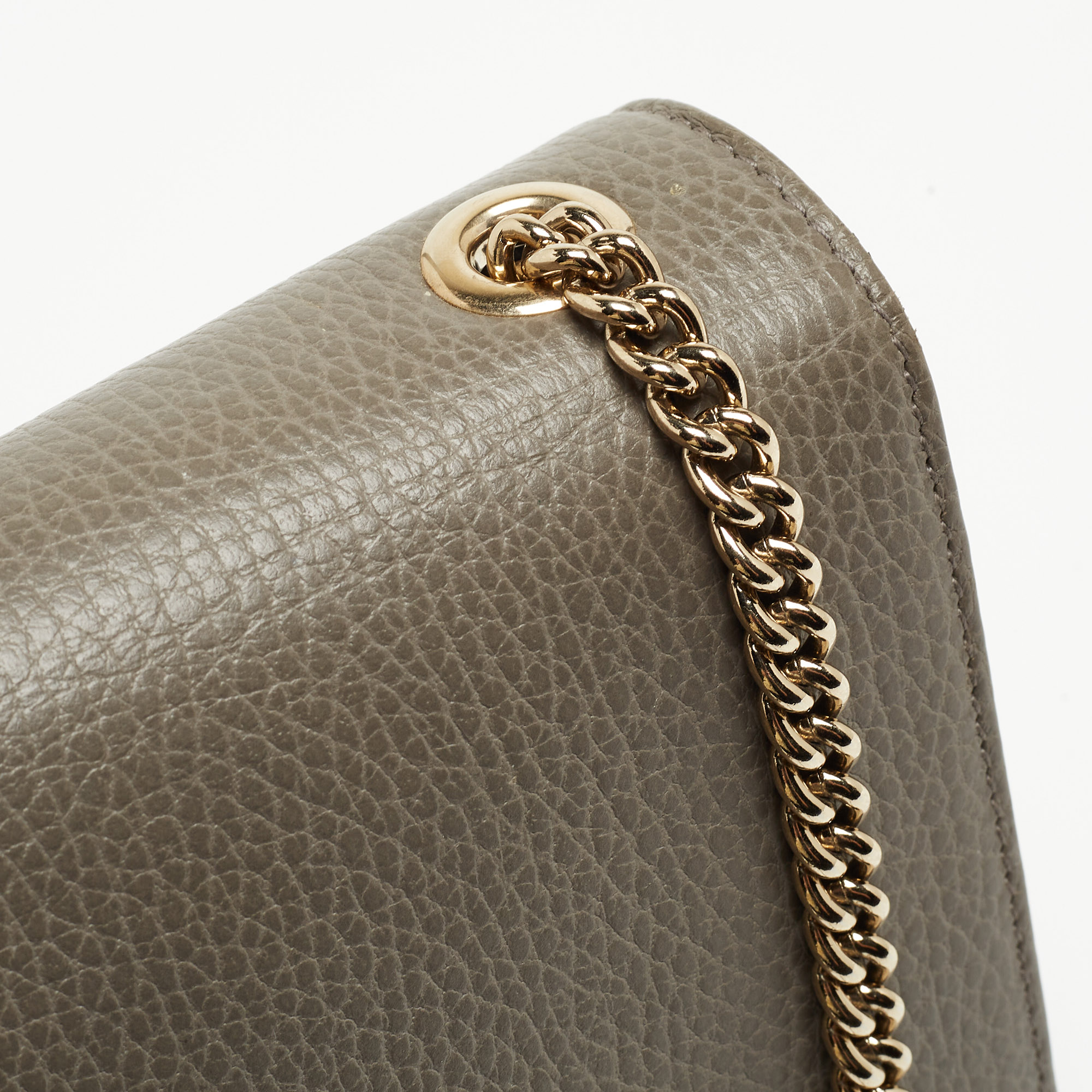 Gucci Grey Leather Dollar Interlocking G Crossbody Bag