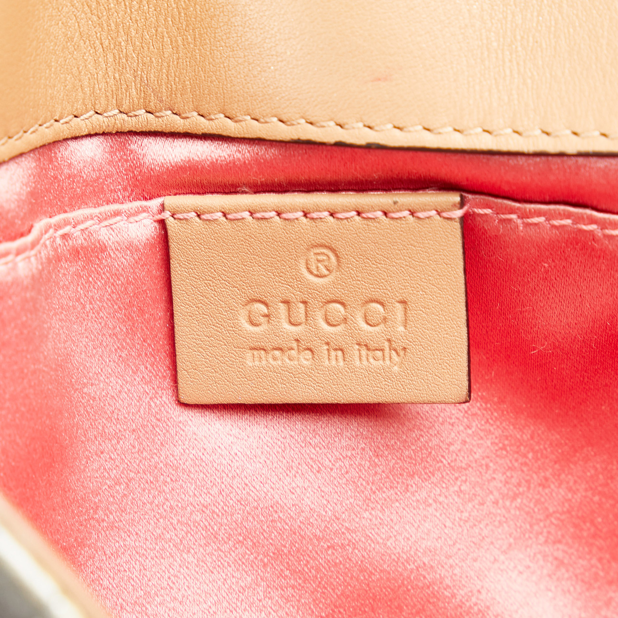 Gucci Silver Mini GG Marmont Matelasse Pearl Crossbody Bag