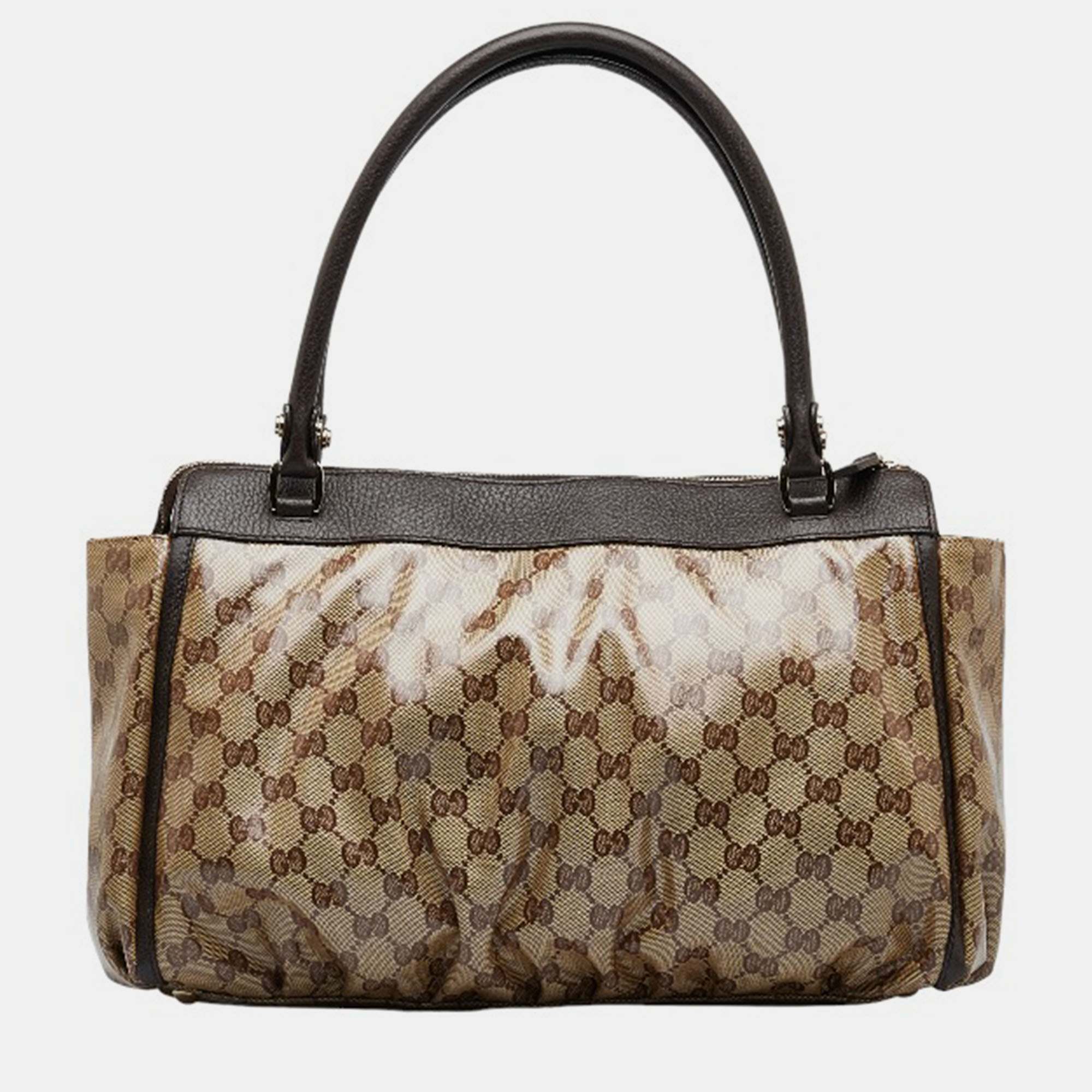 Gucci Brown Canvas GG Crystal Abbey D-Ring Tote Bag